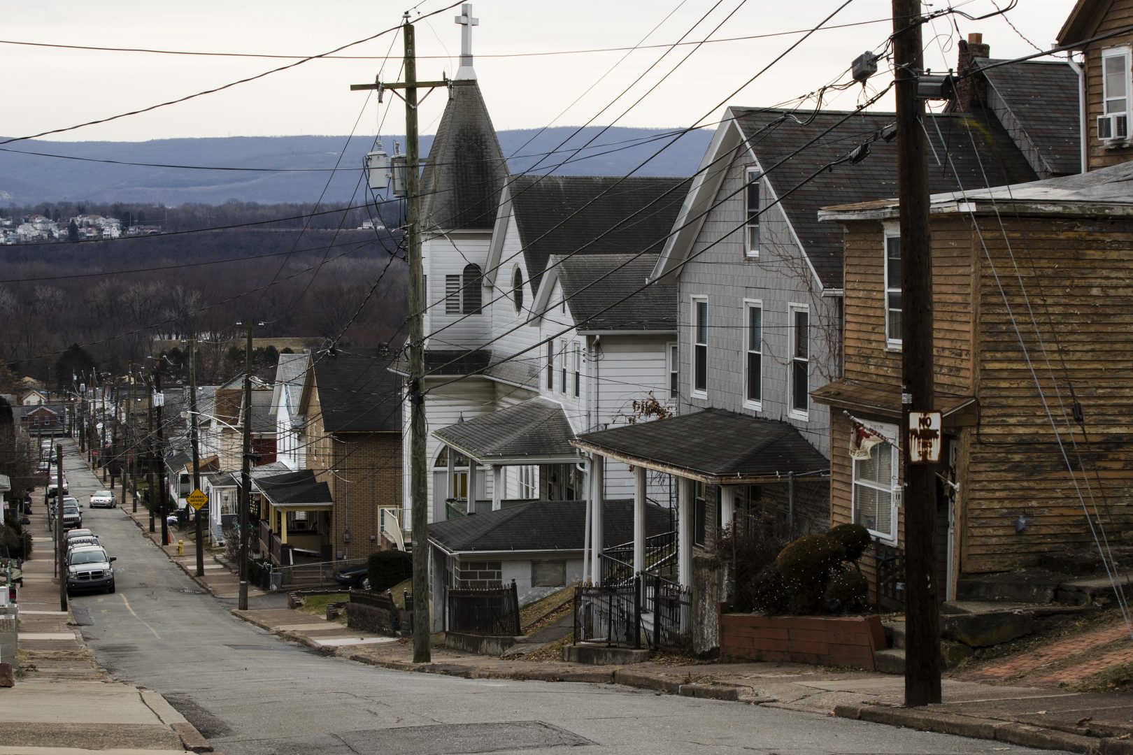 FILE PHOTO: A residential street in Plymouth, Pa. Luzerne County. 