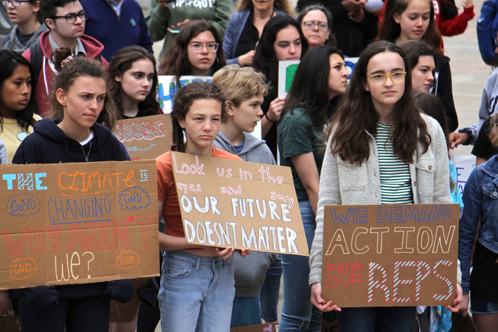 Philadelphia students cut class Friday, May 3, 2019 to participate in a rally at Thomas Paine Plaza to protest inaction on climate change issues. 