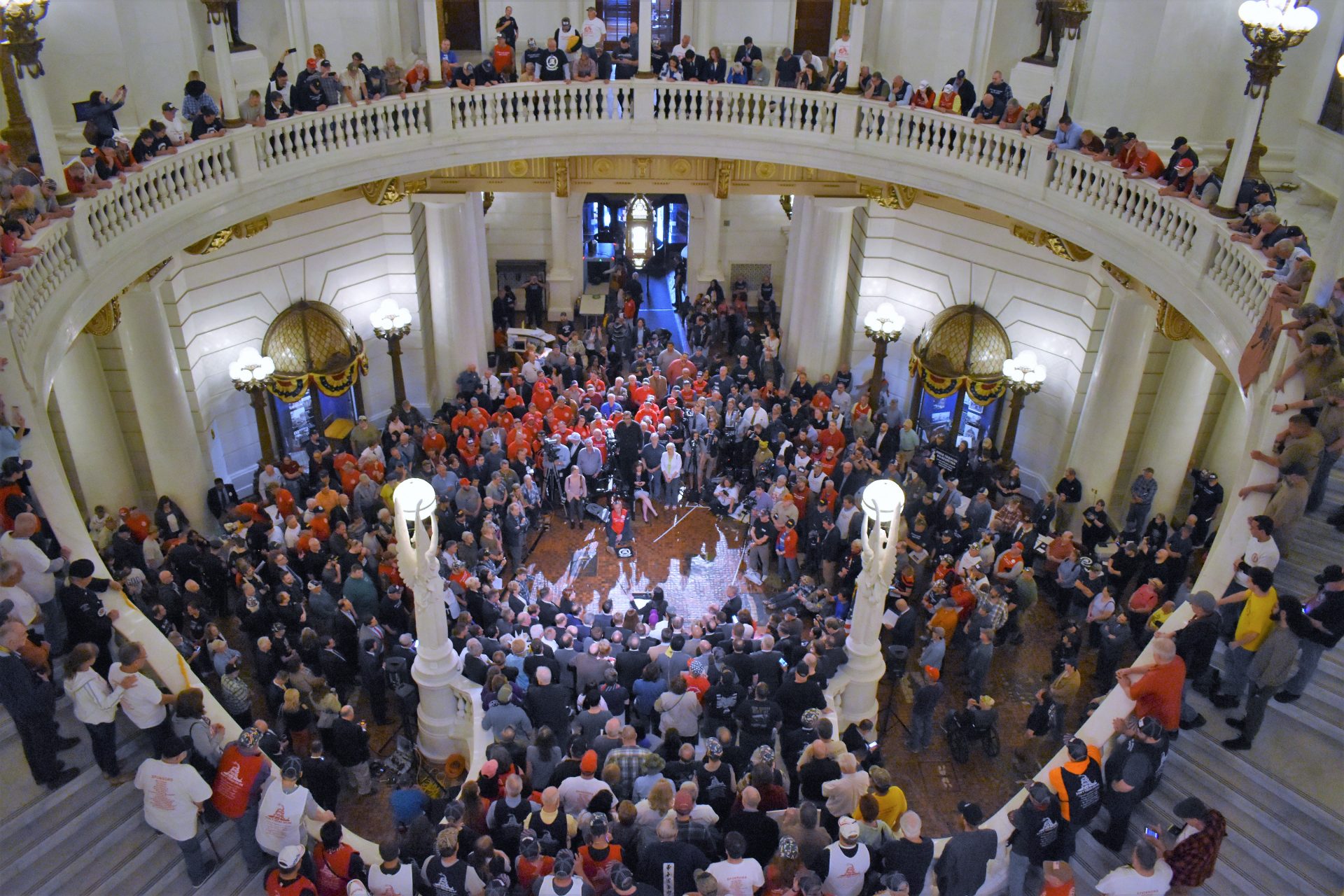 Hundreds of demonstrators gathered at a Second Amendment rally in the state Capitol on May 6, 2019.