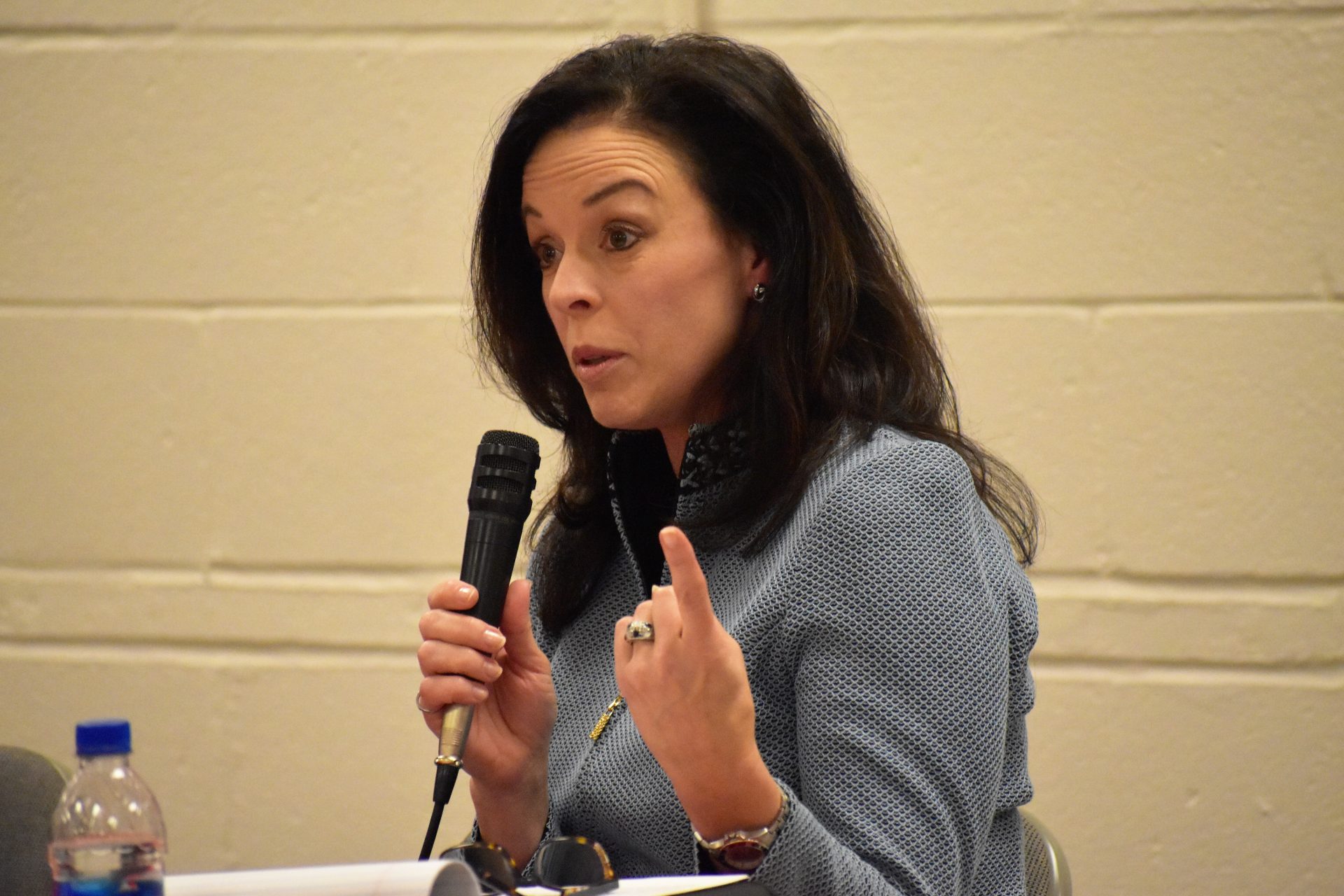 Republican commissioner candidate Julie Wheeler participates in a debate on April 29, 2019, at Shiloh Fire Company in York County.