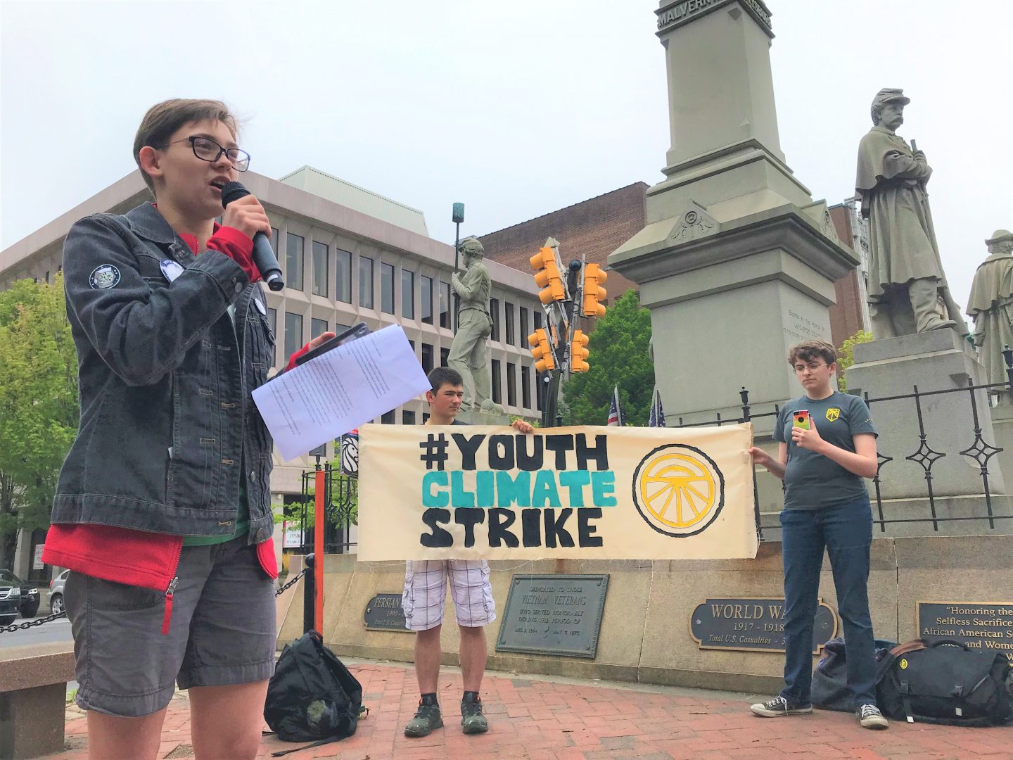 Olivia Shumaker, 16, of Lancaster Mennonite High School organized a student walkout Friday, May 3, 2019 to demonstrate for more action to address climate change. 