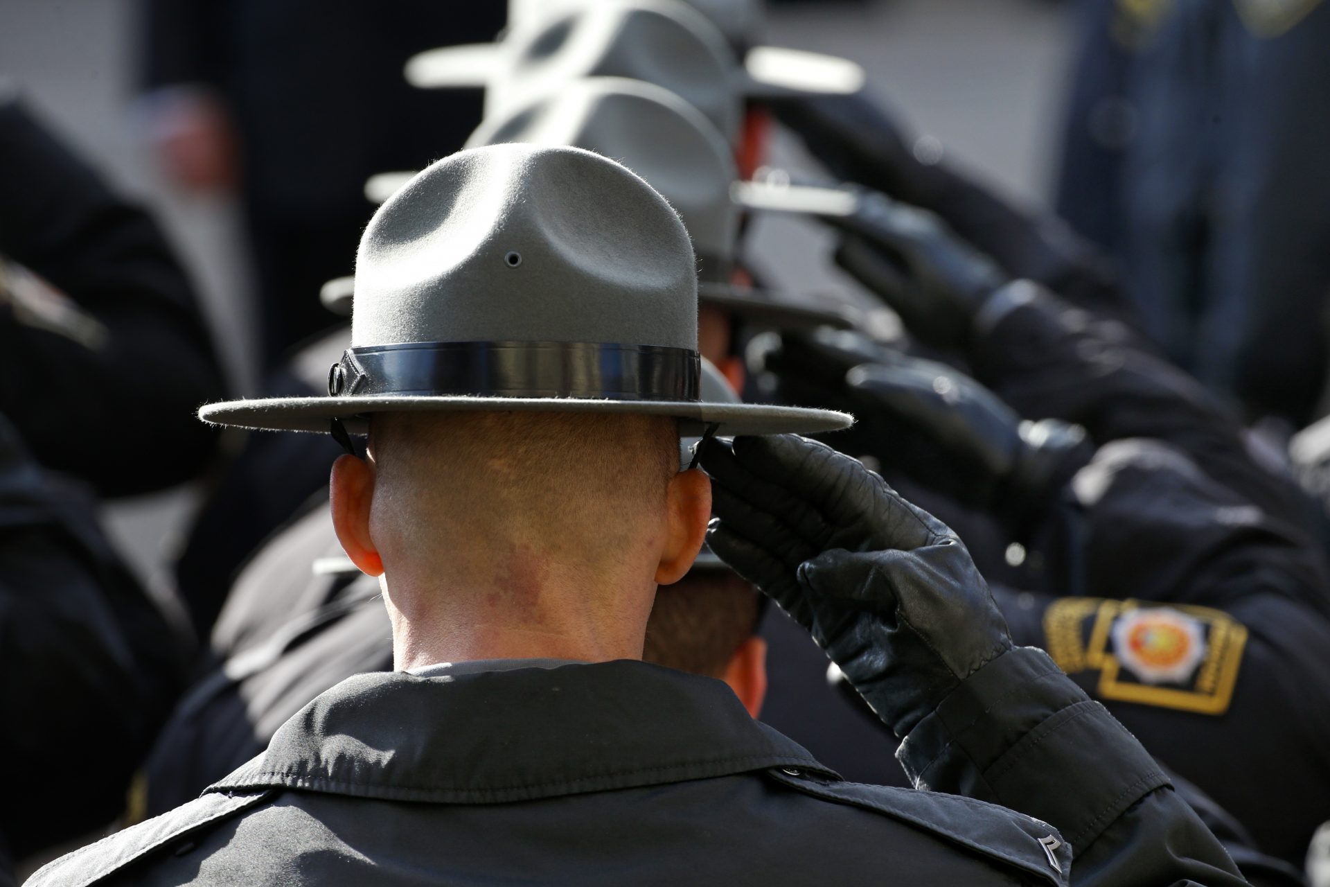 FILE PHOTO: State Police salute in Johnstown. 