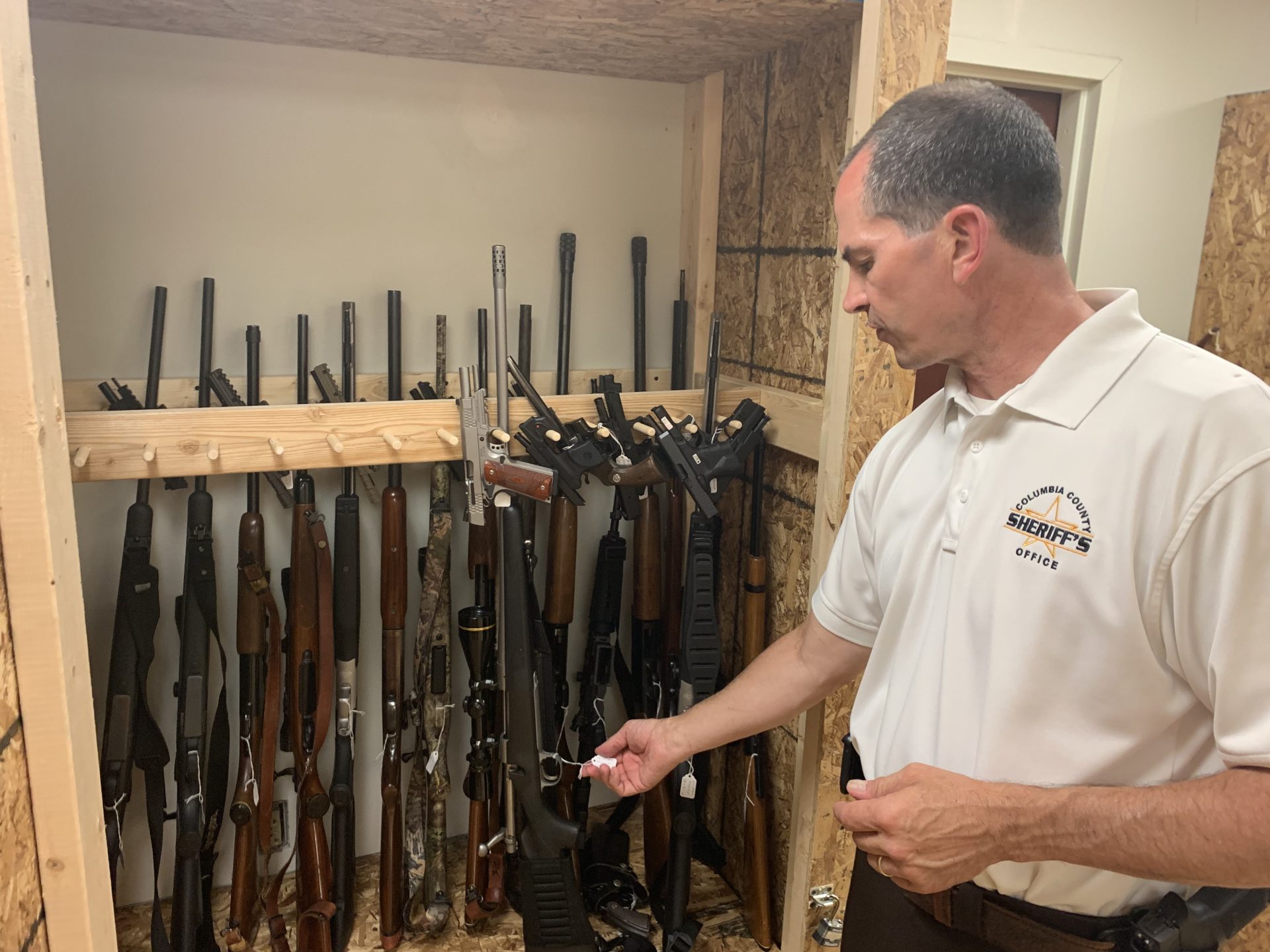 The Columbia County Sheriff's Department weapons storage facility is at 75 percent capacity of its weapons storage, according to Sheriff Timothy Chamberlain. Columbia and other rural counties tend to take multiple guns -- often dozens -- from defendants ordered to relinquish their weapons as part of protection from abuse orders.