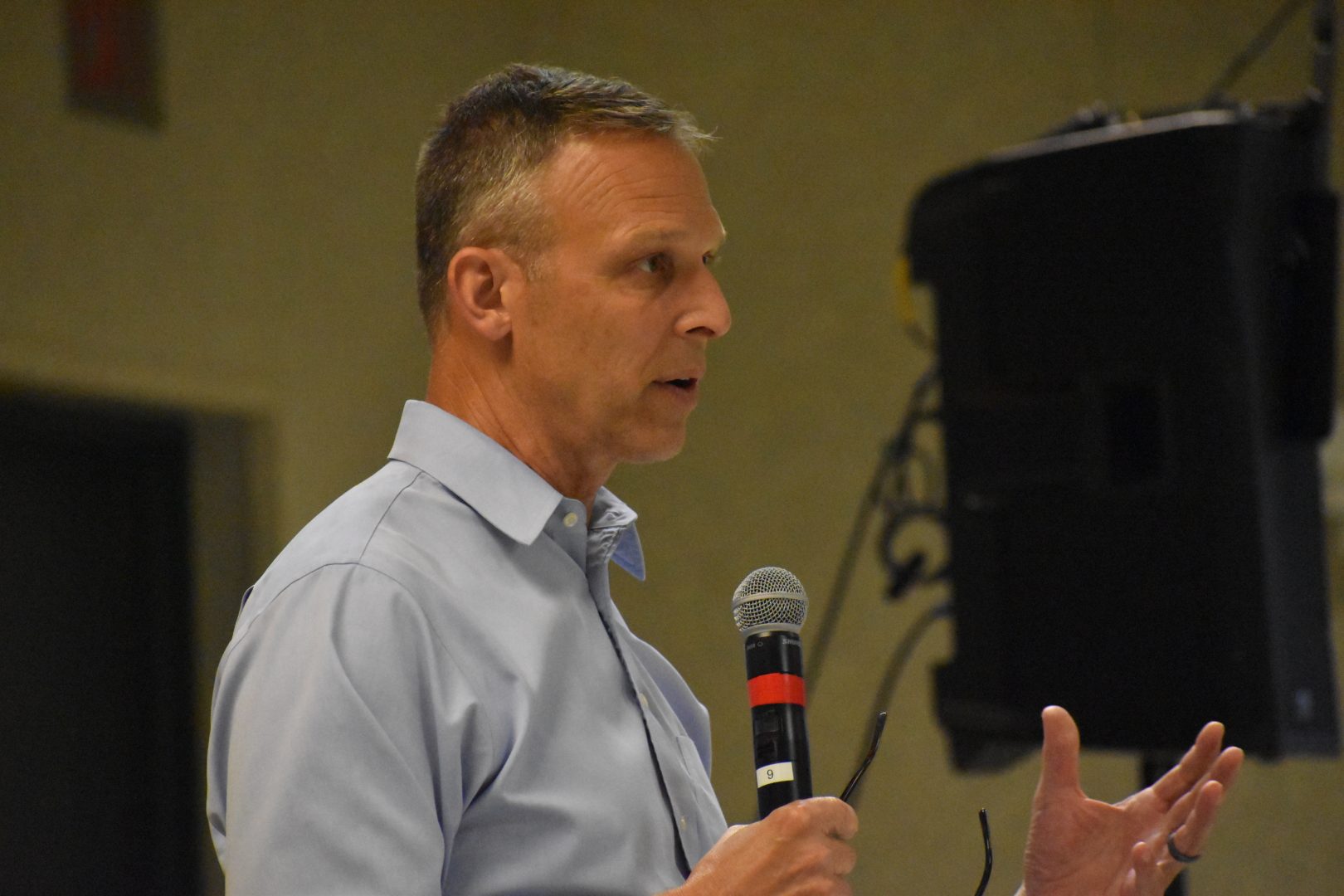 U.S. Rep. Scott Perry, R-Pa., speaks to the crowd during an in-person town hall on July 30, 2019.