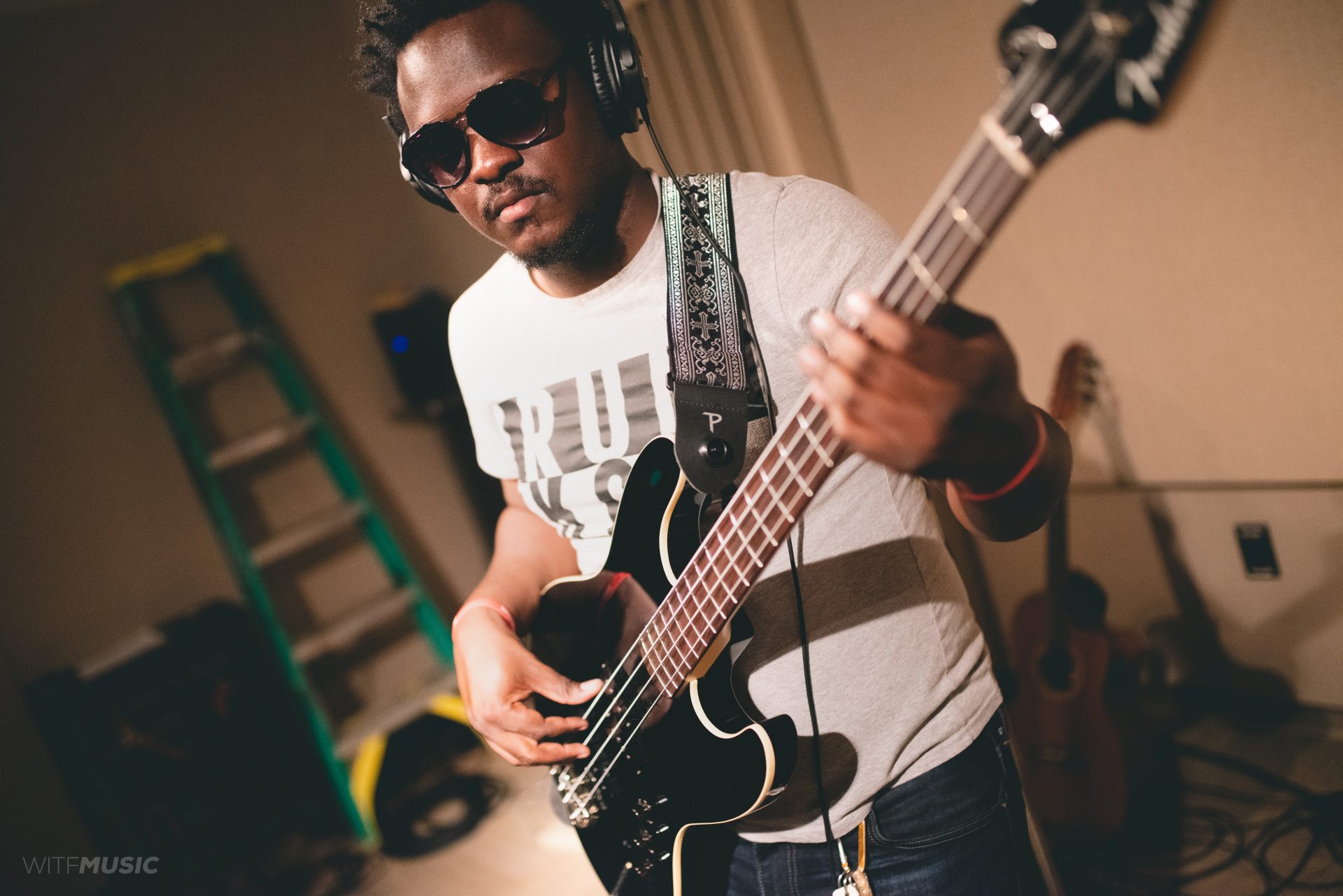 Emmaneul Nsingani playing bass.