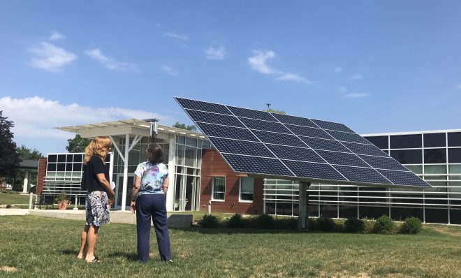 The Lombardo Welcome Center at Millersville University produced 75 percent more energy than it consumed in 2018.