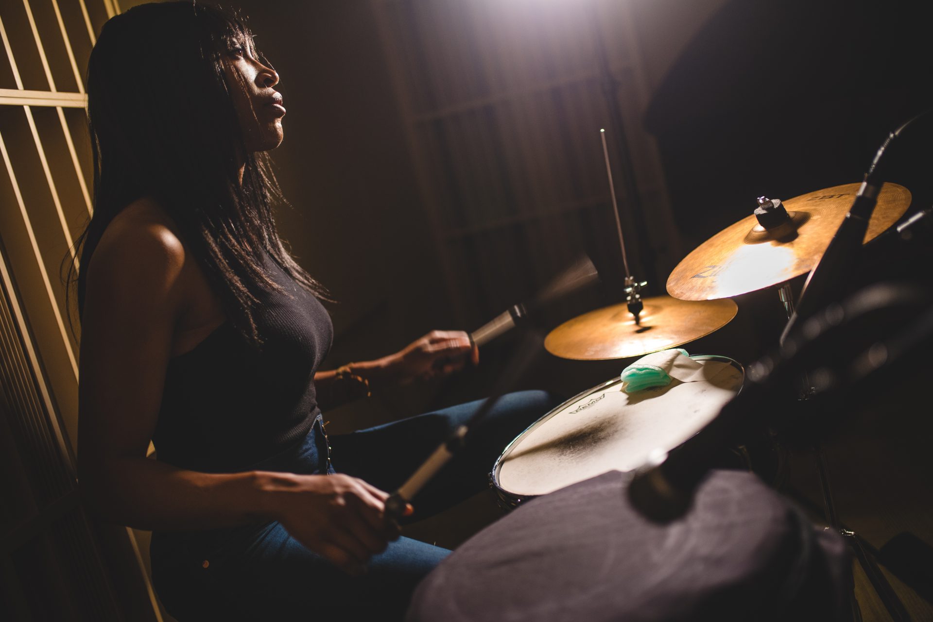 Drummer Peace Ike playing drums