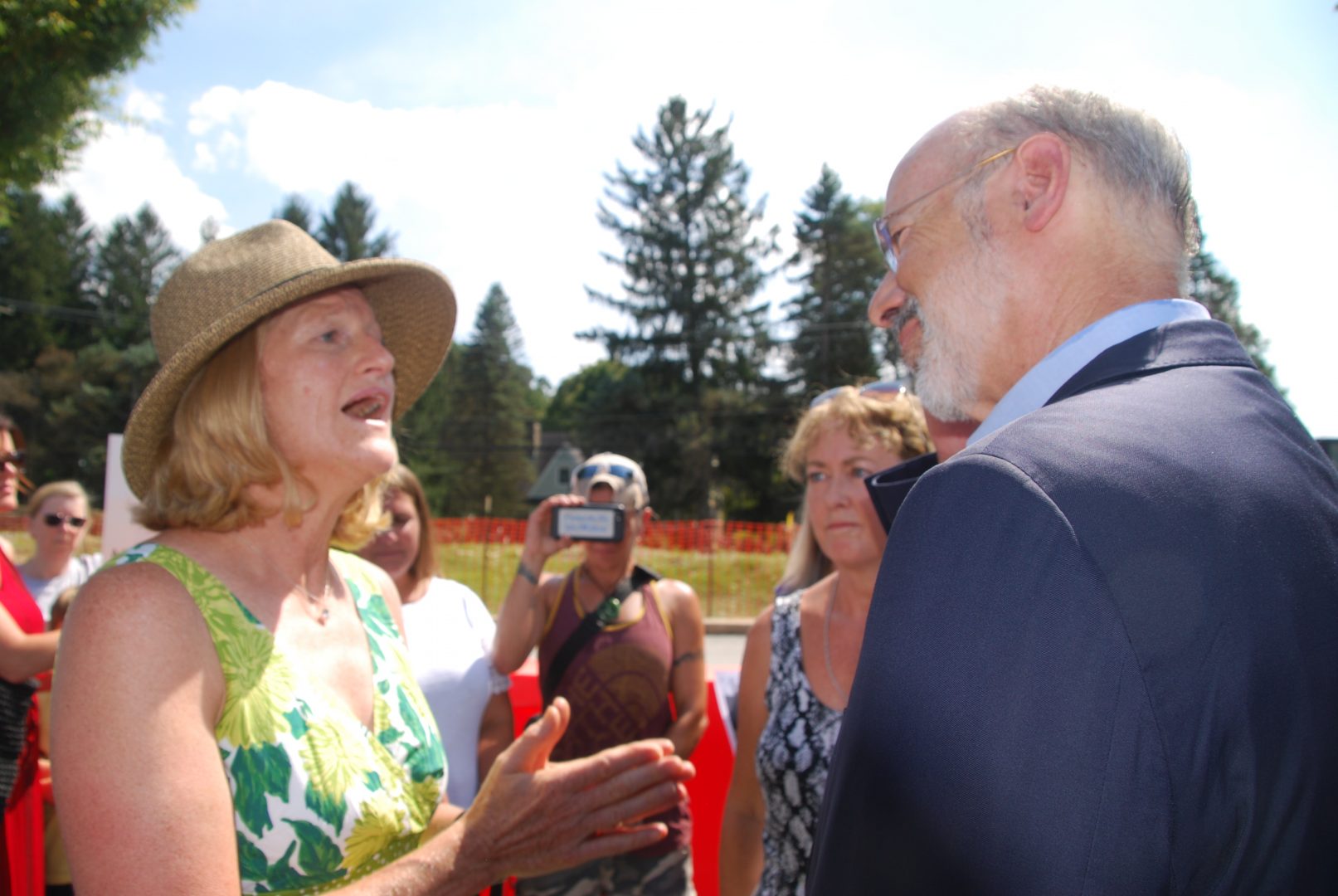 Ginny Kerslake, an anti-pipeline activist, urged Gov. Tom Wolf to halt construction of the Mariner East pipelines in this August 2019 photo. Wolf said no.