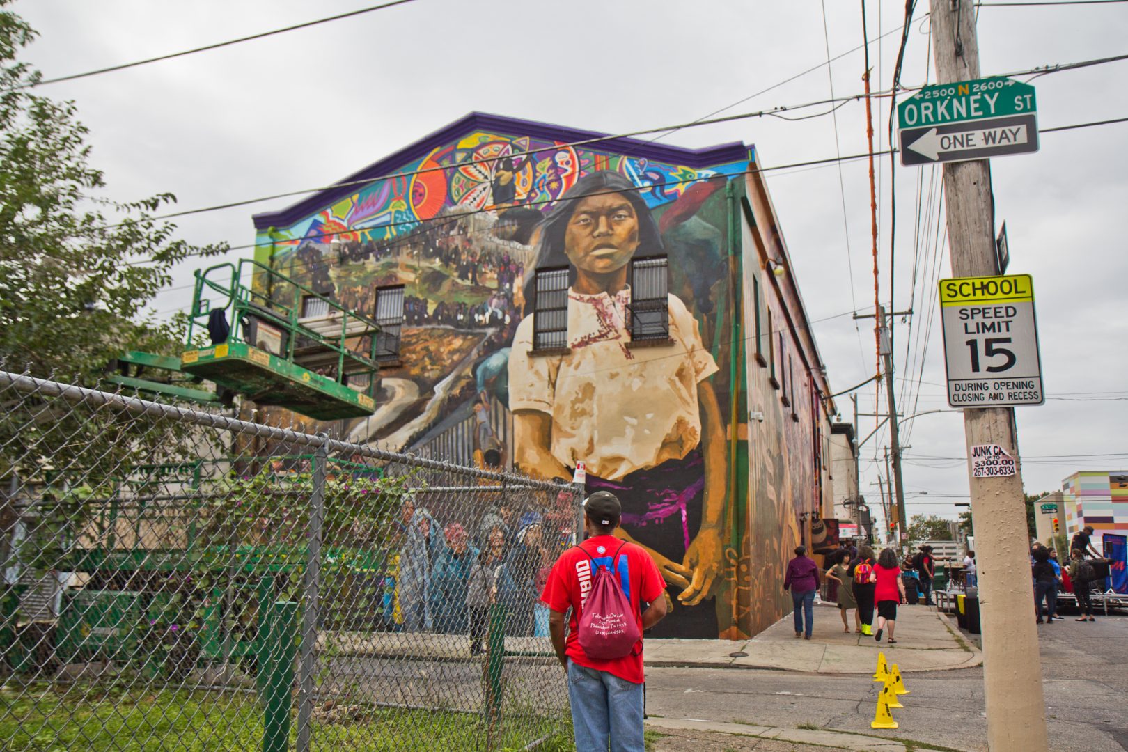 Artists Ian Pierce and Betsy Casañas created “Sanctuary City, Sanctuary Neighborhood,” a mural highlighting immigration issues in society located at 5ht and Huntingdon Streets in North Philadelphia.