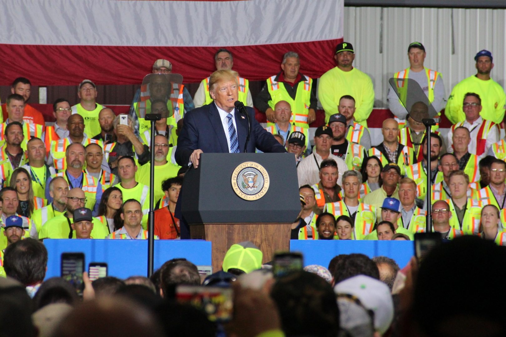President Donald Trump speaking to workers at Shell's Beaver County ethane cracker August 13, 2019.