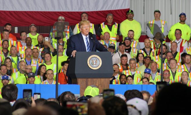 President Donald Trump speaking to workers at Shell's Beaver County ethane cracker August 13, 2019.