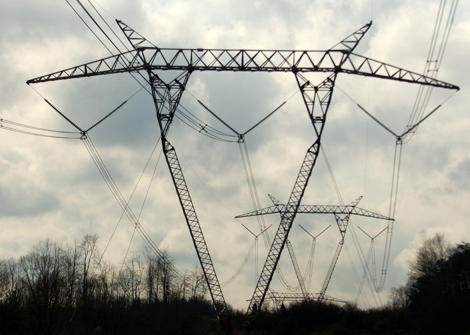 FILE PHOTO:  High voltage power lines run from American Electric Power Co.'s John Amos facility near Winfield, W.Va. 