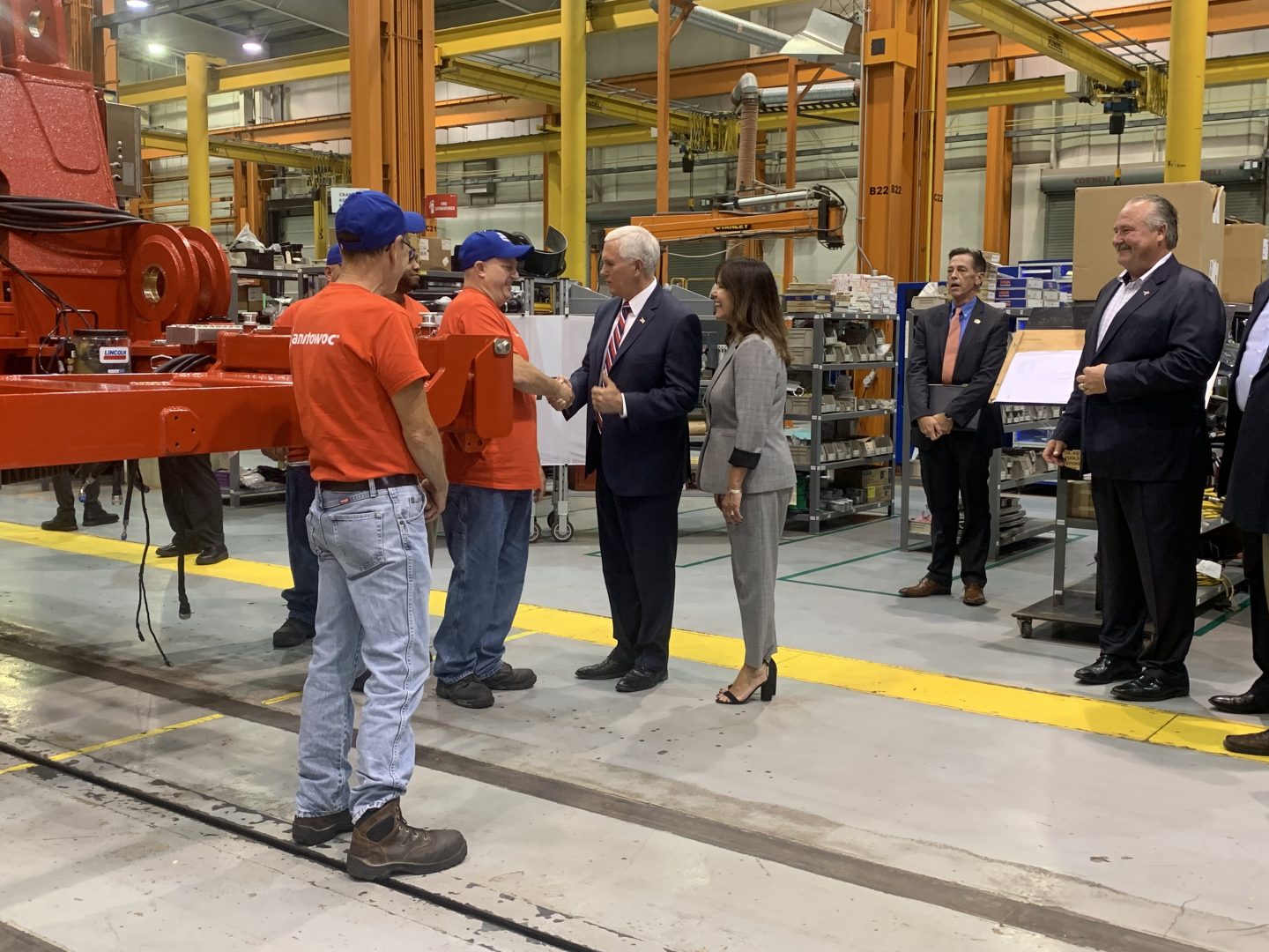Vice President Mike Pence got a tour of a crane manufacturing facility in Pennsylvania Thursday, Aug. 1, 2019.