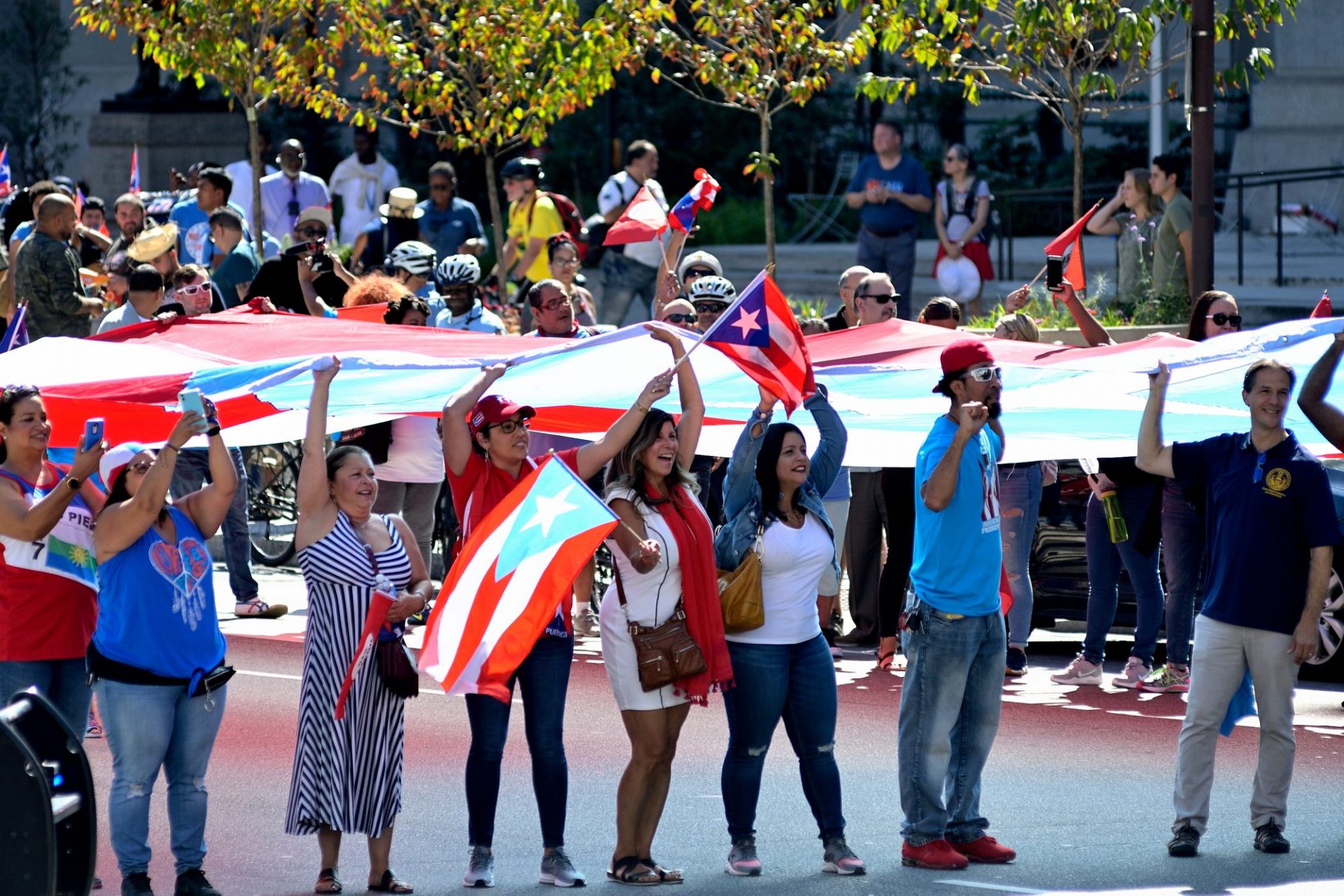 The People for Puerto Rico rally on the Benjamin Franklin Parkway.