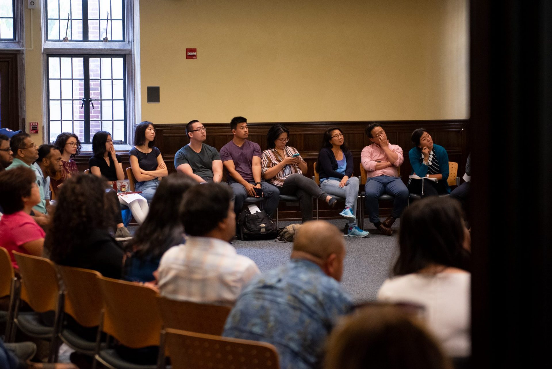 Attendants listen to a presentation during the Asian American/Pacific Islander town hall on the 2020 census at the University of Pennsylvania on Saturday, Sept. 7, 2019.