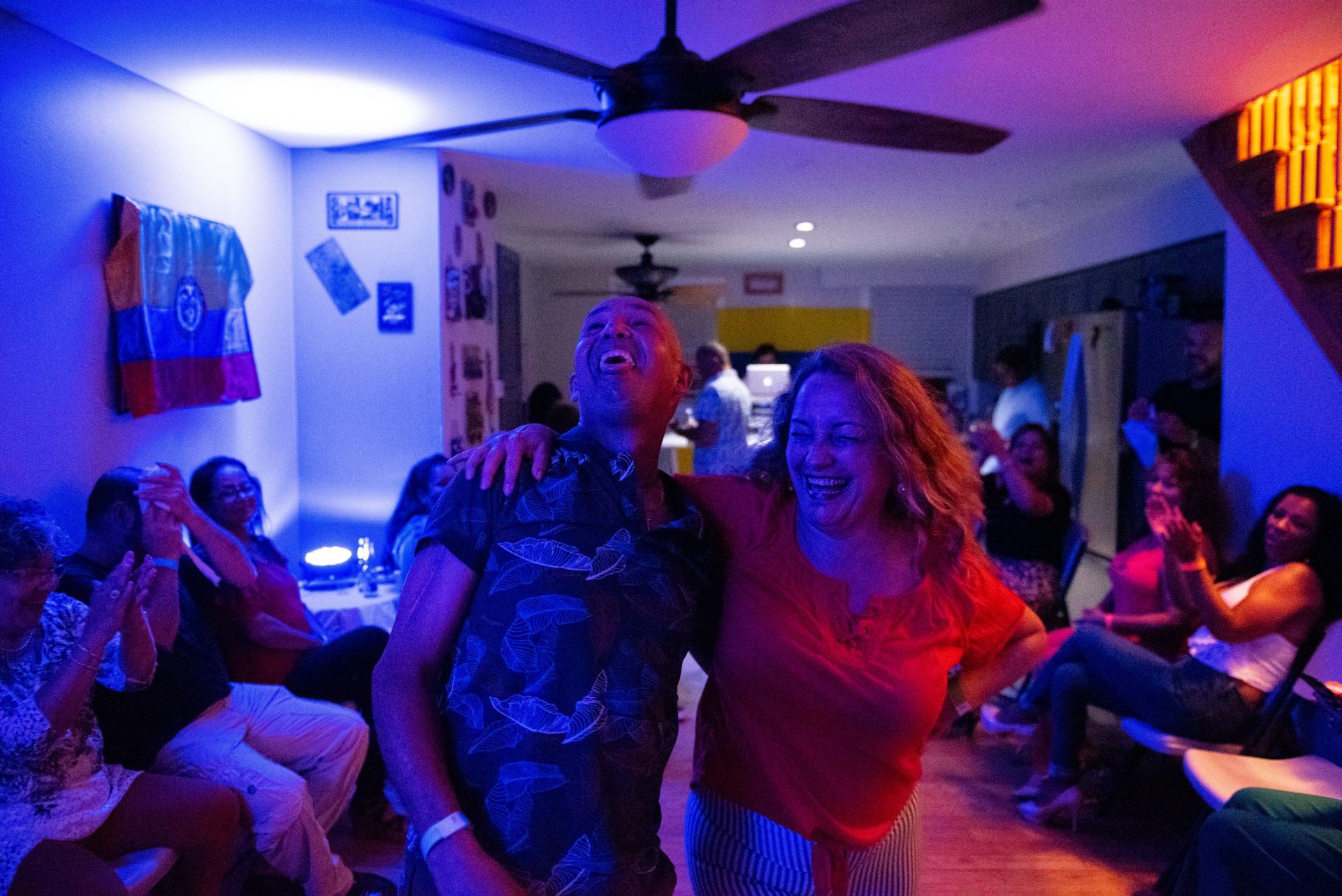 Liiana Acero dances with Eduardo Bru during the at-home vijoteca on Saturday, September 14, 2019.