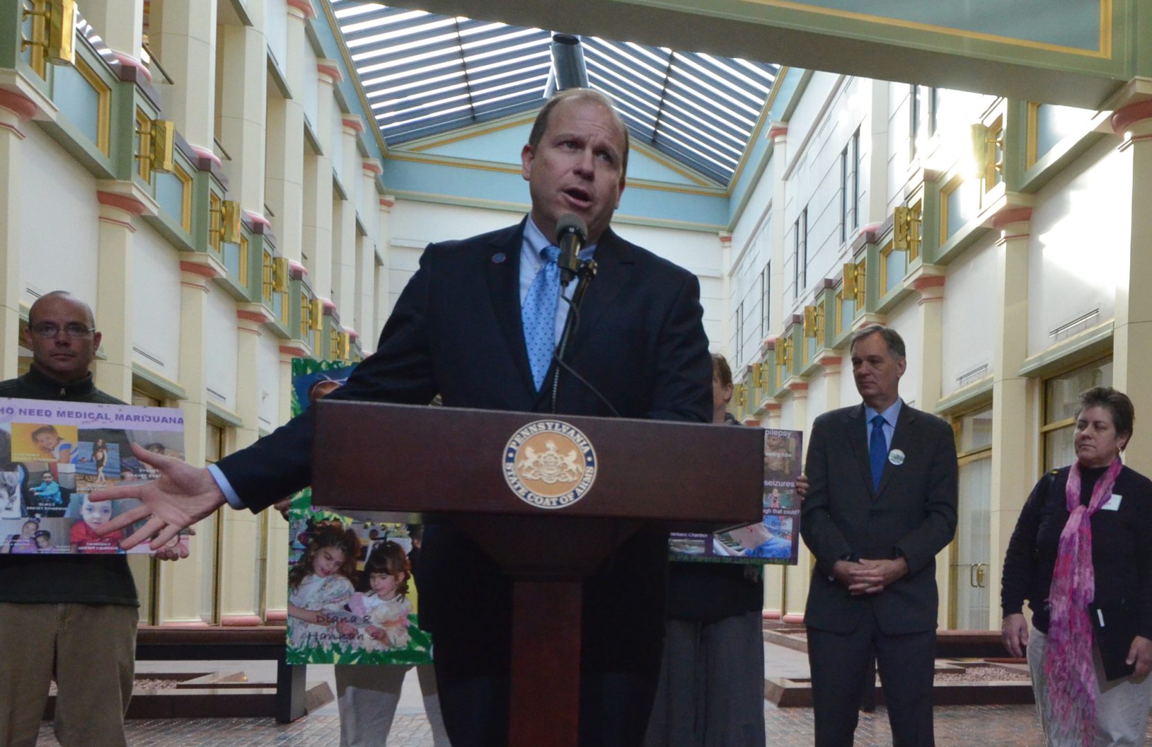 FILE PHOTO: Pennsylvania state Sen. Daylin Leach, D-Montgomery, speaks at a news conference in the Capitol on Tuesday, Jan. 28, 2014 in Harrisburg.