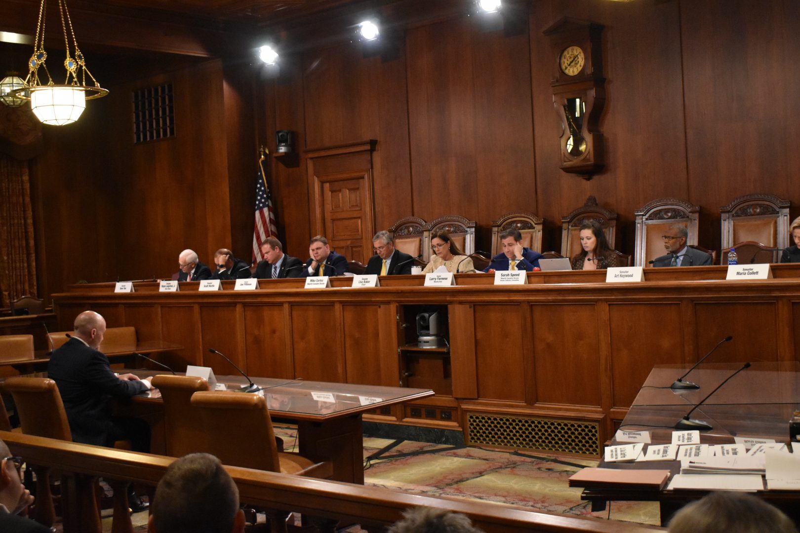 Senators listen during a Senate Judiciary Committee hearing on September 25, 2019, in Harrisburg, Pa.
