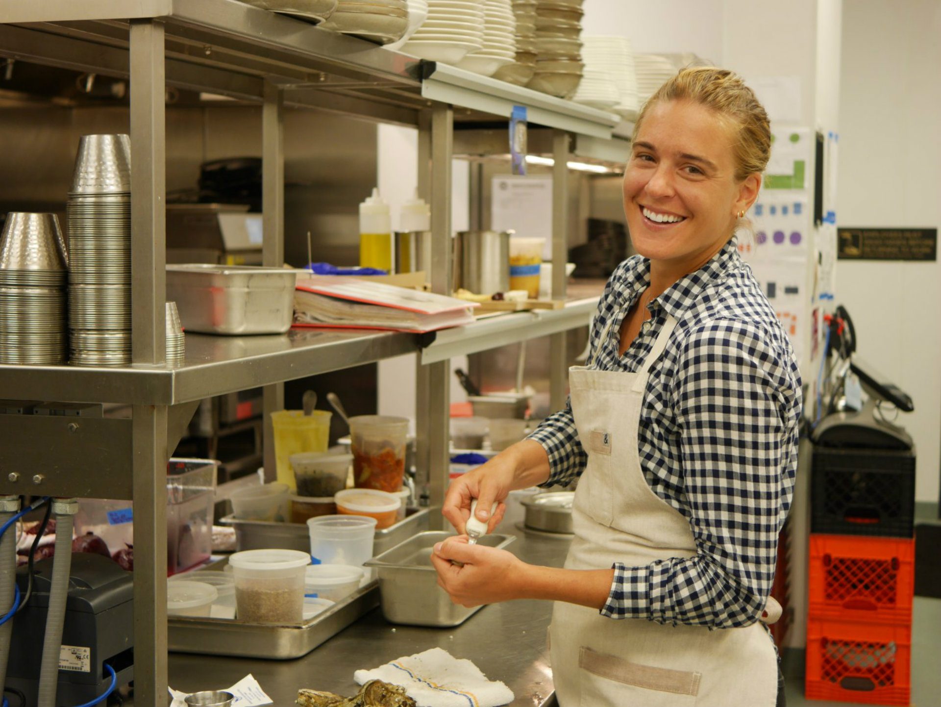 Jessica Lewis, executive chef, prepares oysters at Spirit & Tales.