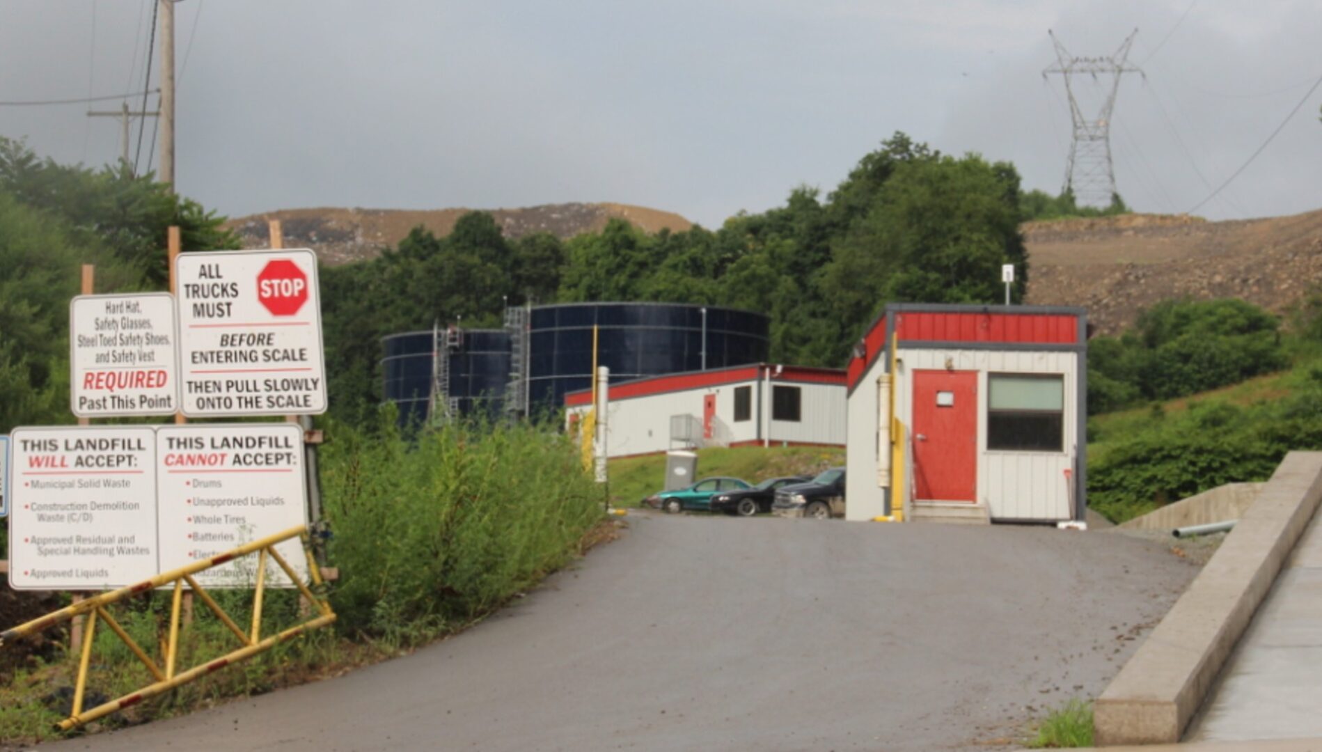The entrance to the Westmoreland Sanitary Landfill in Rostraver, which accepts solid fracking waste and has sent what's called leachate --  liquid waste that comes out of the landfill when rainwater trickles through its piles of garbage -- to the Belle Vernon sewage treatment plant.