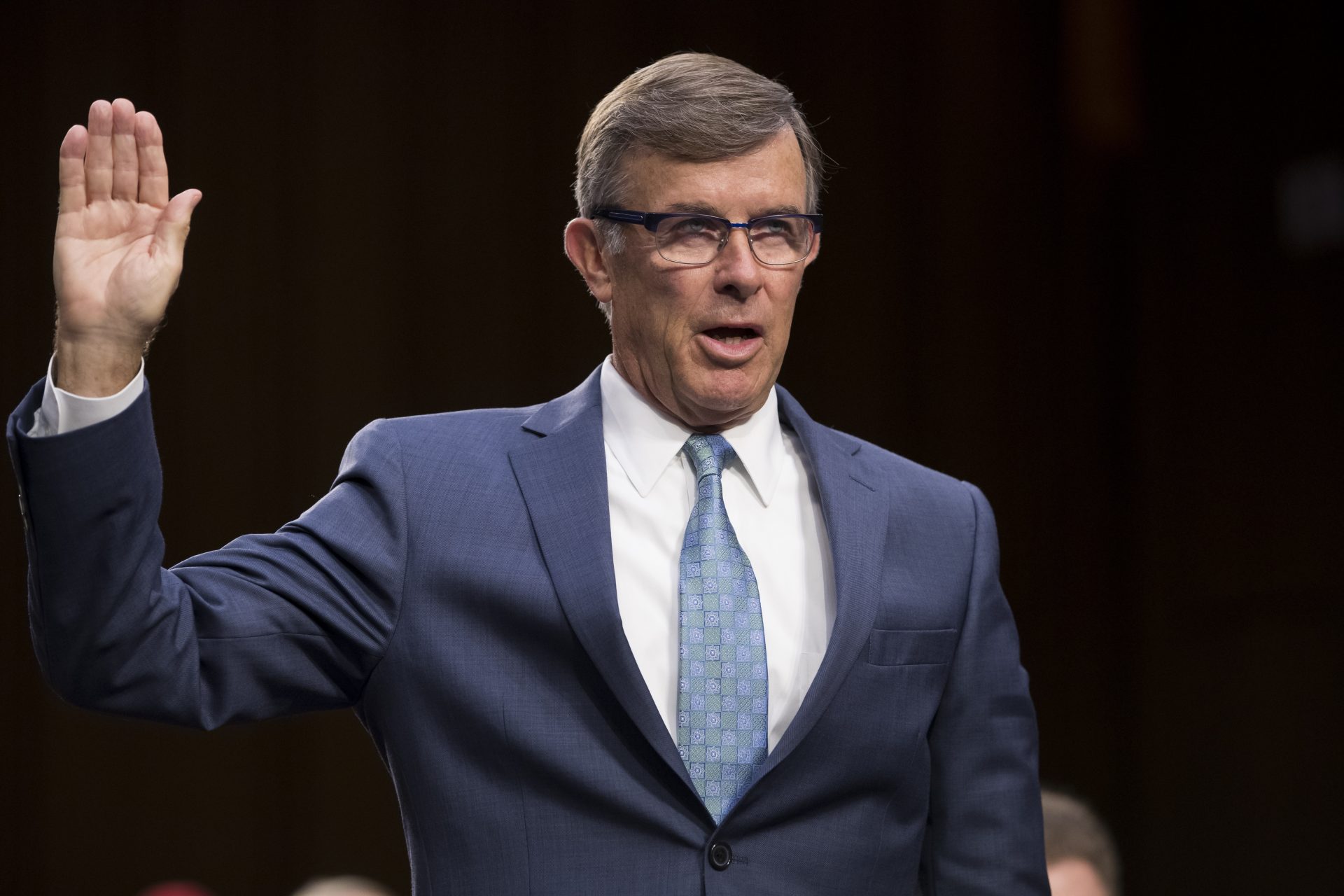 In this file photo from Wednesday, July 25, 2018, Joseph Maguire, now the acting director of National Intelligence, appears before the Senate Intelligence Committee to be confirmed to run the National Counterterrorism Center, on Capitol Hill in Washington. Lawmakers are demanding details of a whistleblower complaint about President Donald Trump and Ukraine raised by the DNI inspector general but the acting director of national intelligence, Maguire, has refused to share that information, citing presidential privilege. He is set to testify Thursday before the House.
