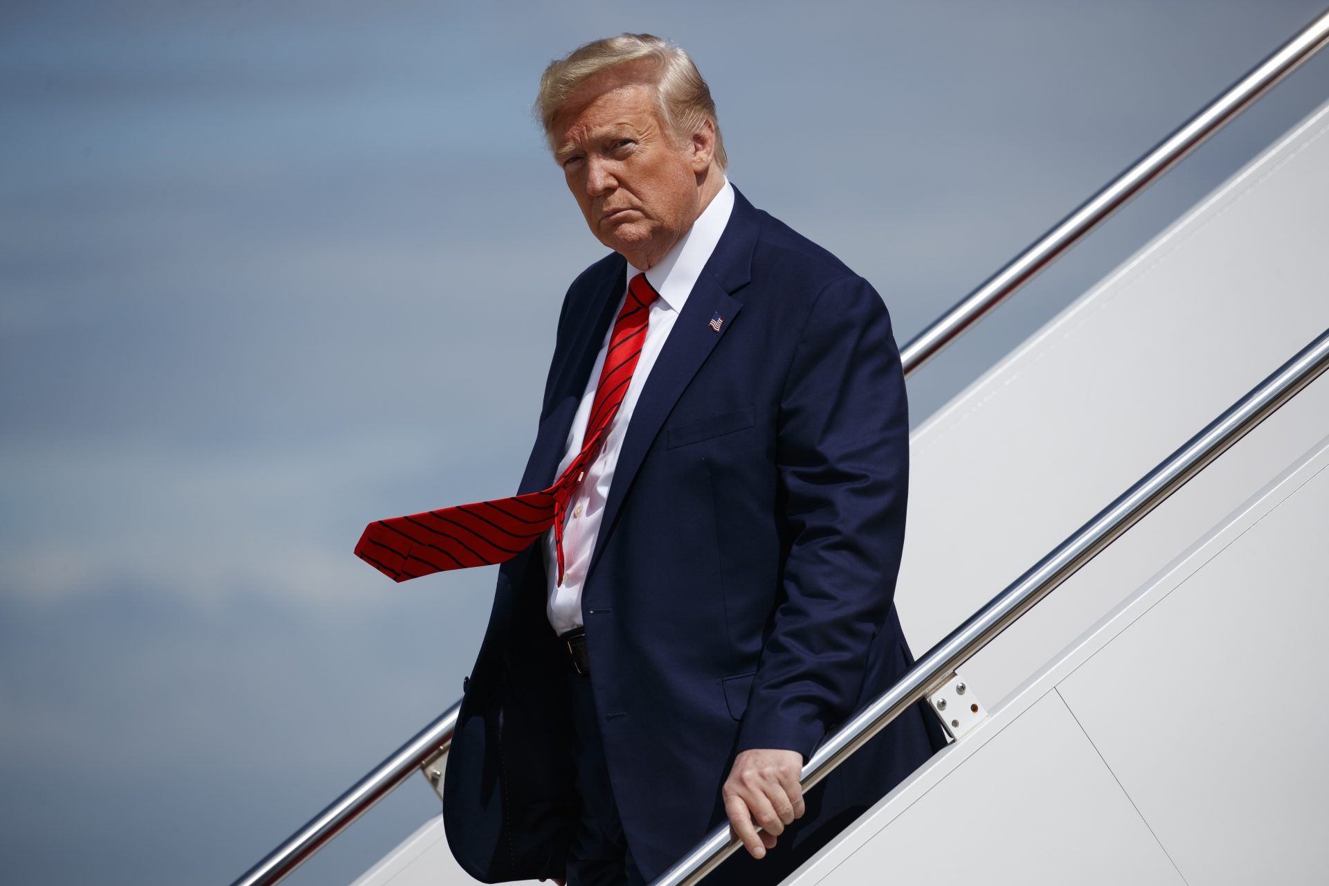 President Donald Trump steps off Air Force One after arriving at Andrews Air Force Base, Thursday, Sept. 26, 2019, in Andrews Air Force Base, Md. Trump had spent the week attending the United Nations General Assembly in New York.