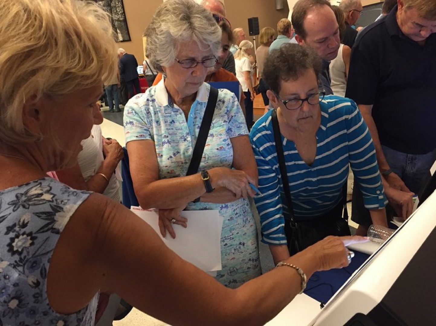 Attendees in Bucks County, Pa. test-drove new voting machines at an event aimed at helping the county decide which equipment to buy. Security is a major focus in the 2020 presidential race.
