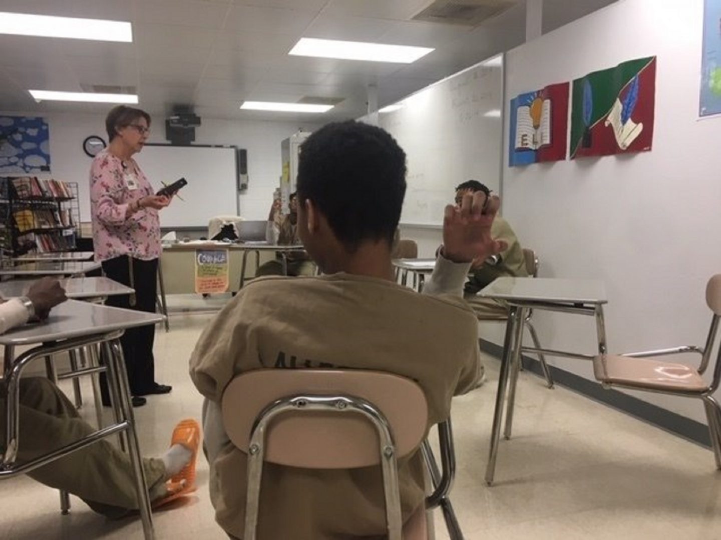 Kristine Autenreith teaches Language Arts to juveniles at the Allegheny County Jail. The students are in the jail because they're being tried as adults for crimes such as murder, rape and robbery.
