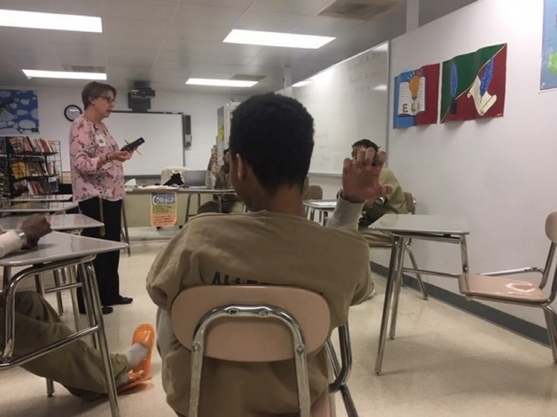 Kristine Autenreith teaches Language Arts to juveniles at the Allegheny County Jail. The students are in the jail because they're being tried as adults for crimes such as murder, rape and robbery.