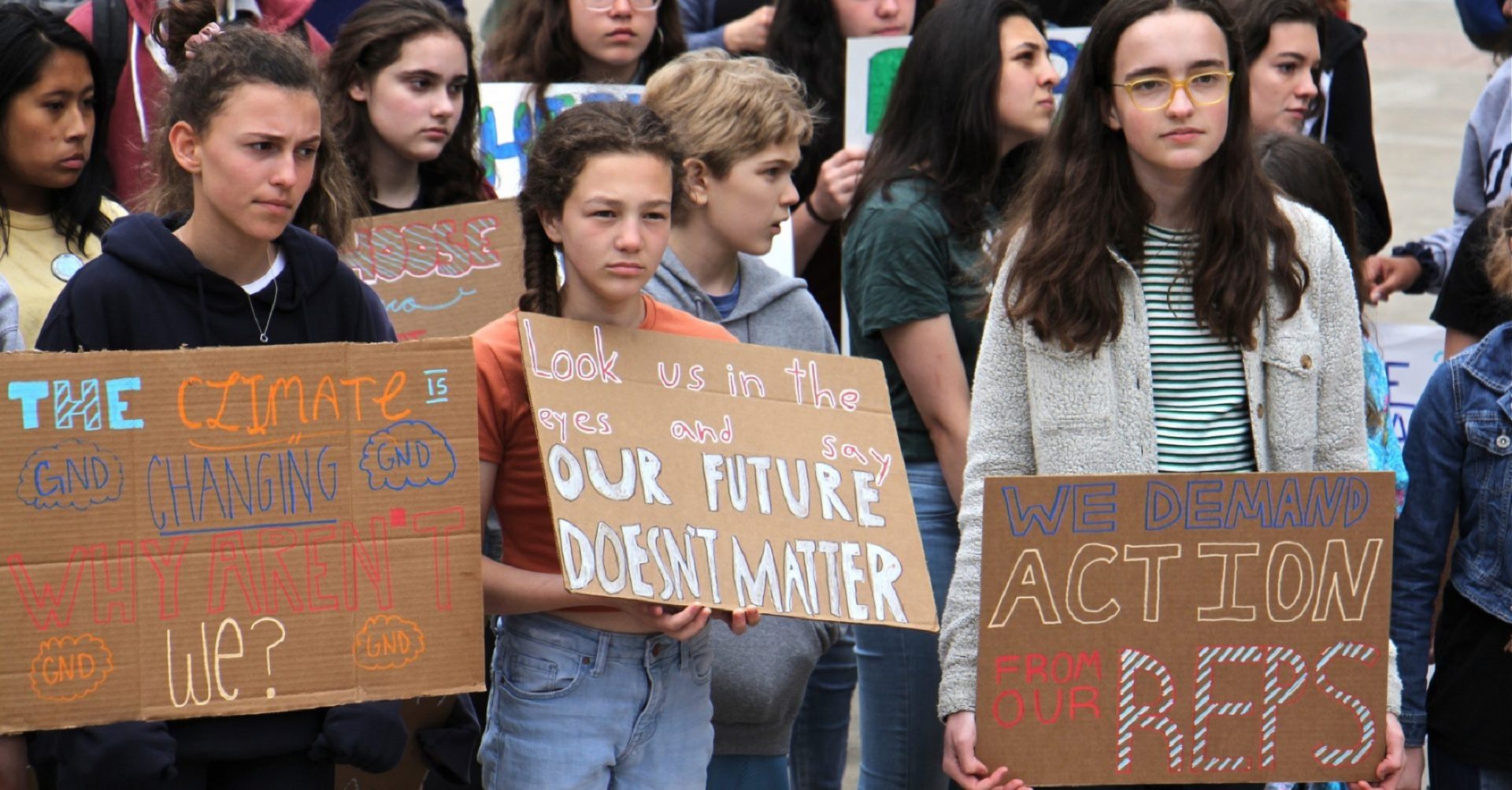 Philadelphia students cut class Friday, May 3, 2019 to participate in a rally at Thomas Paine Plaza to protest inaction on climate change issues.