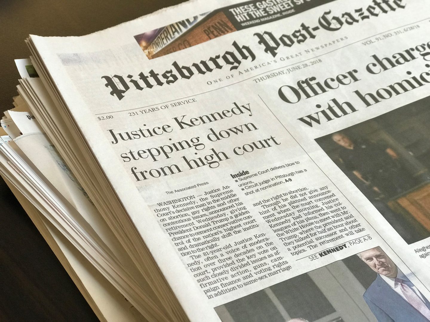 An edition of the Pittsburgh Post-Gazette newspaper.