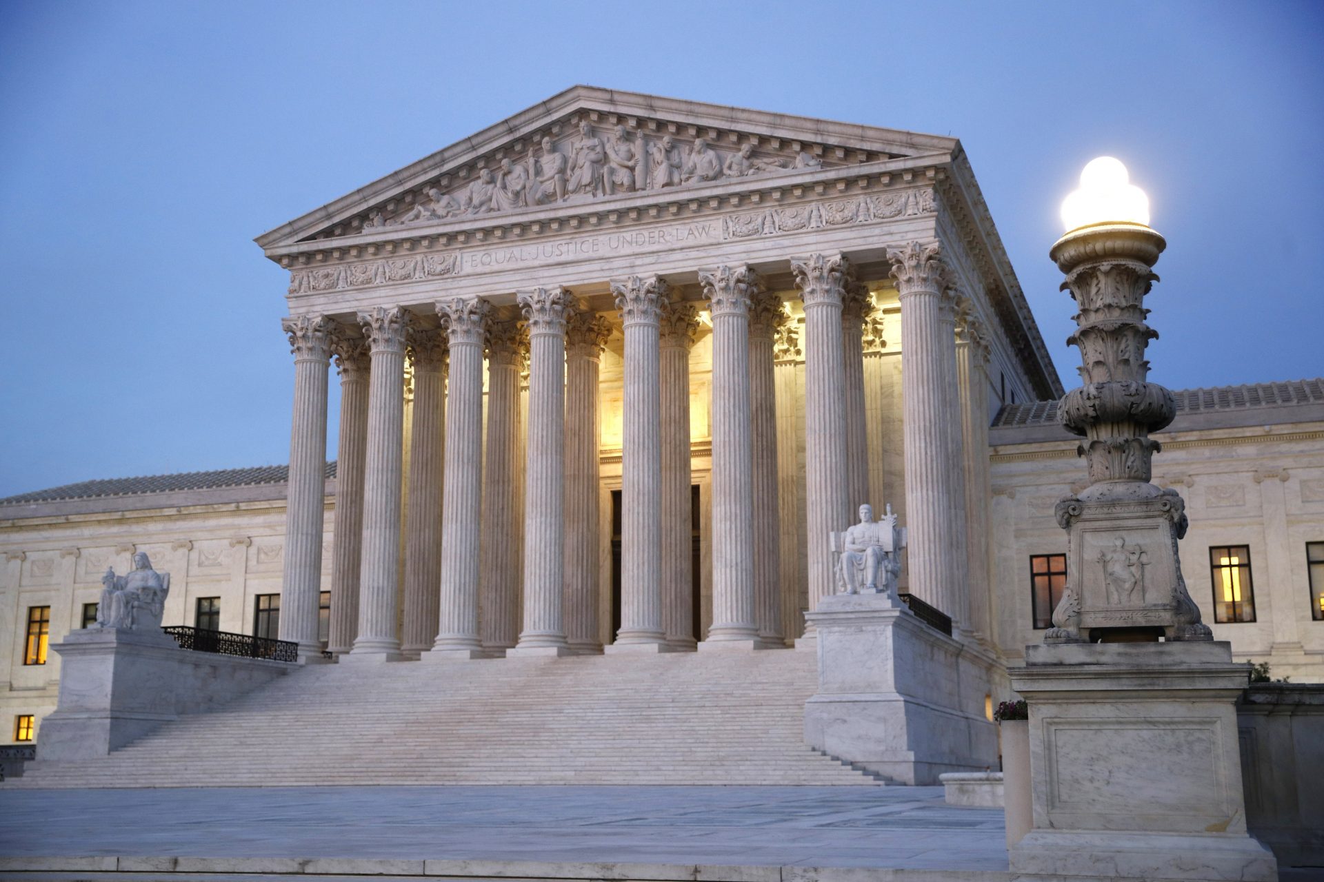 The U.S. Supreme Court building at dusk, Thursday, May 23, 2019, on Capitol Hill in Washington.