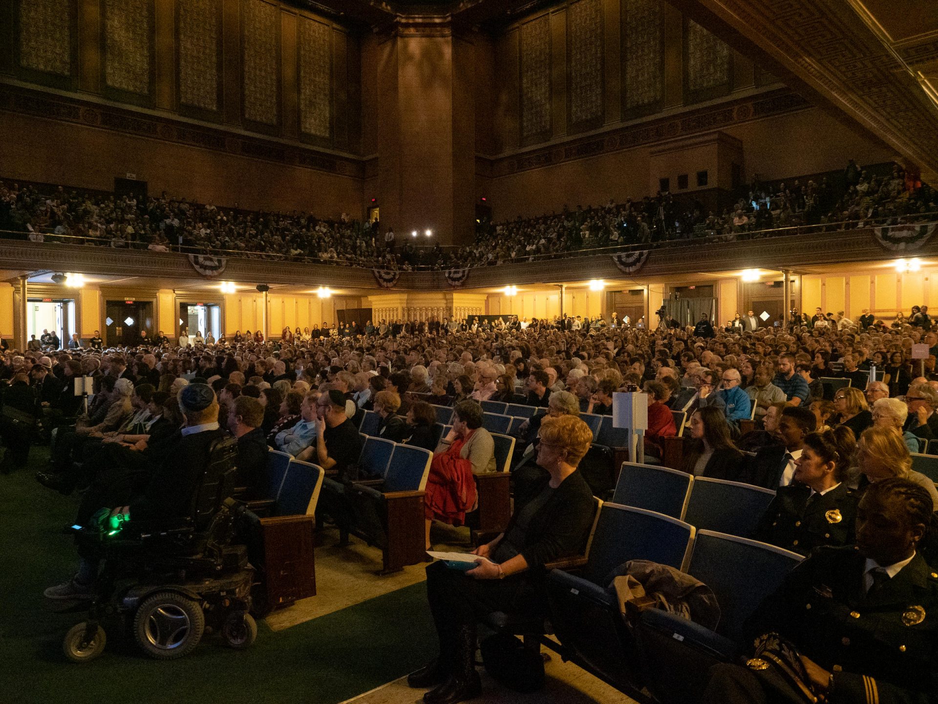 Community members gathered at Soldiers and Sailors Memorial Hall for remembrance of the eleven victims of the Tree of Life shooting on October 27, 2019 in Pittsburgh, Pennsylvania.