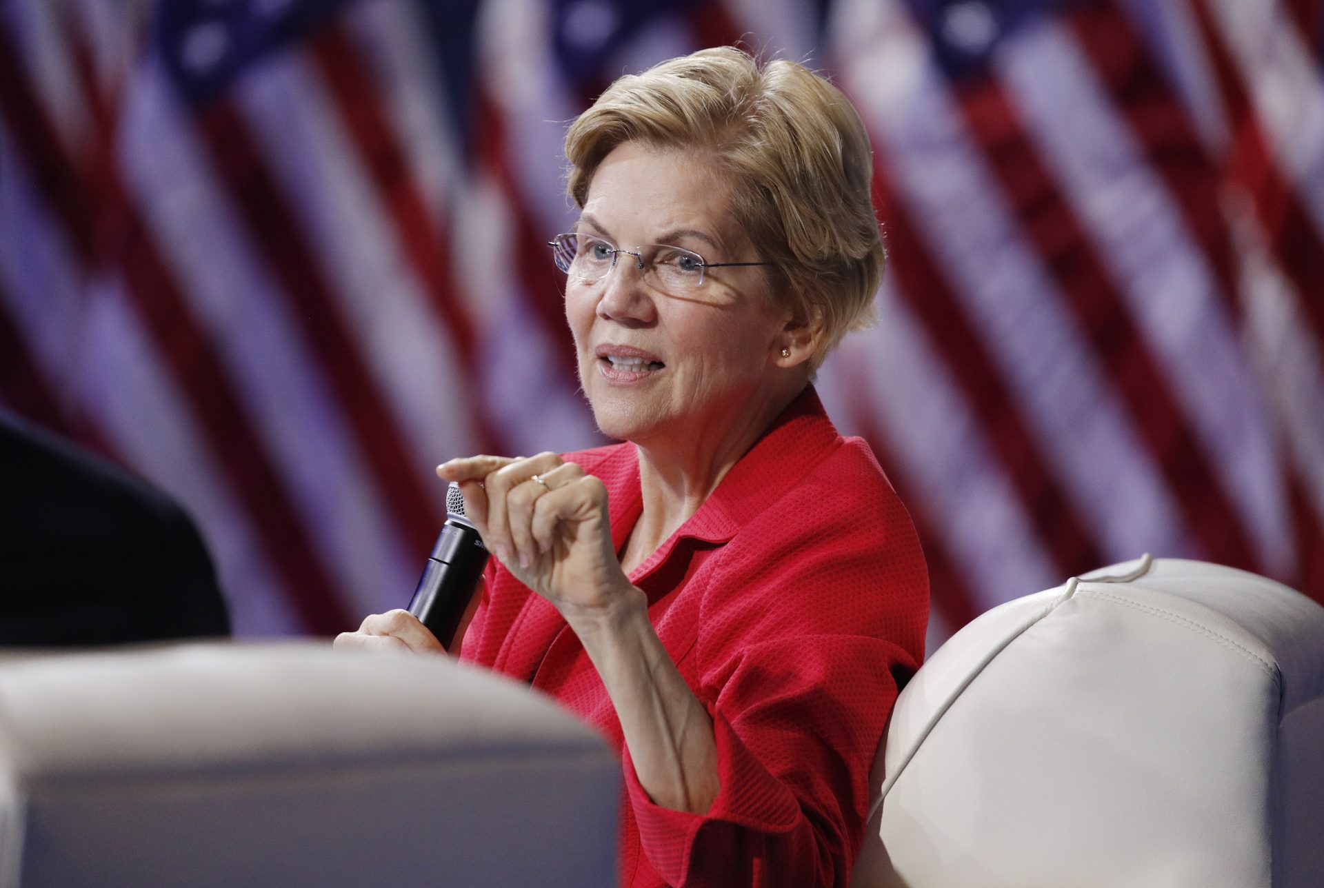 Democratic presidential candidate Sen. Elizabeth Warren, D-Mass., speaks during a gun safety forum in Las Vegas on Oct. 2, 2019. Bernie Sanders and Elizabeth Warren raked in more cash over the past three months than any of their Democratic rivals.