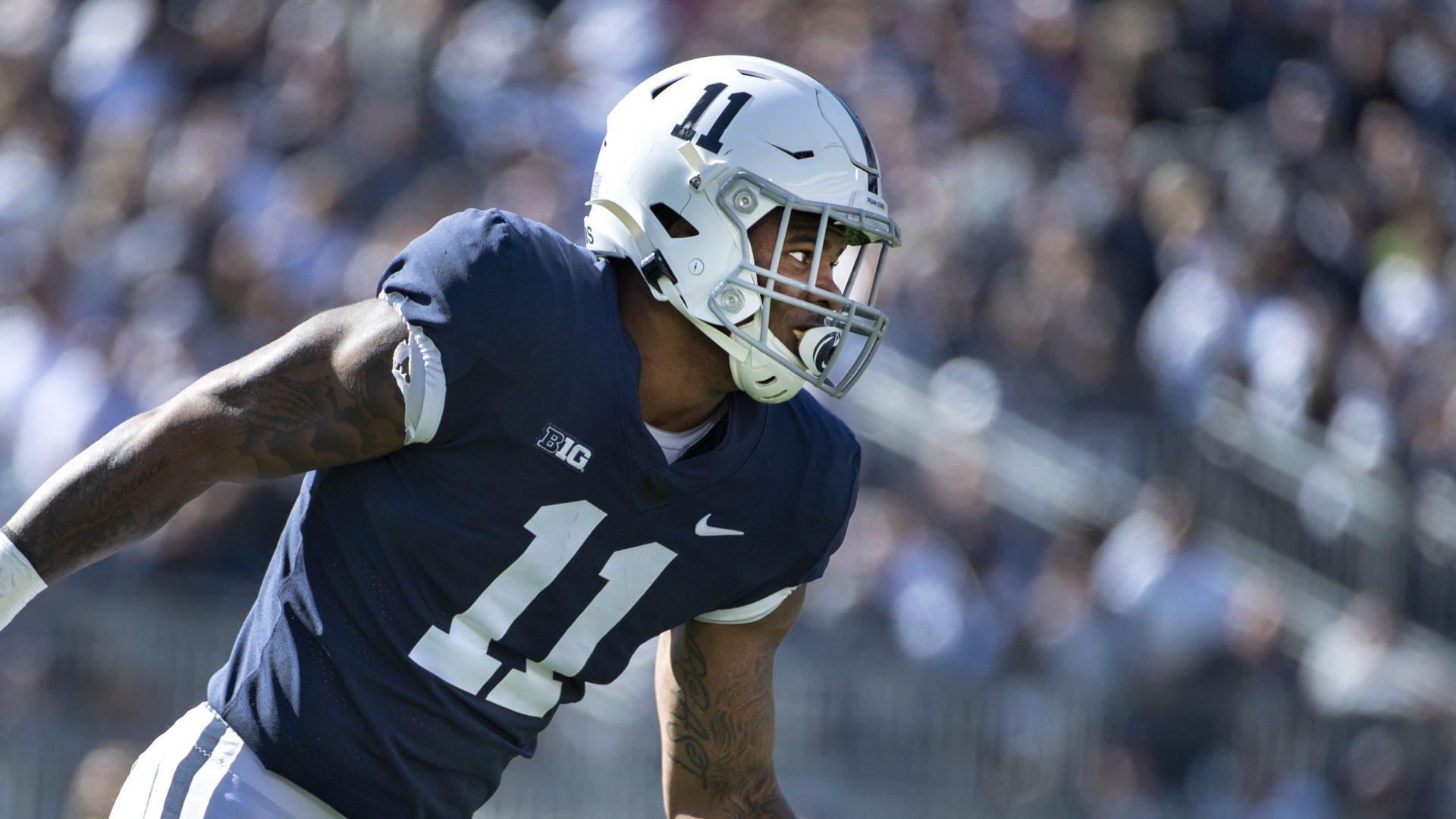 Penn State linebacker Micah Parsons in action against Purdue during an NCAA college football game in State College, Pa., on Saturday, Oct. 5, 2019.