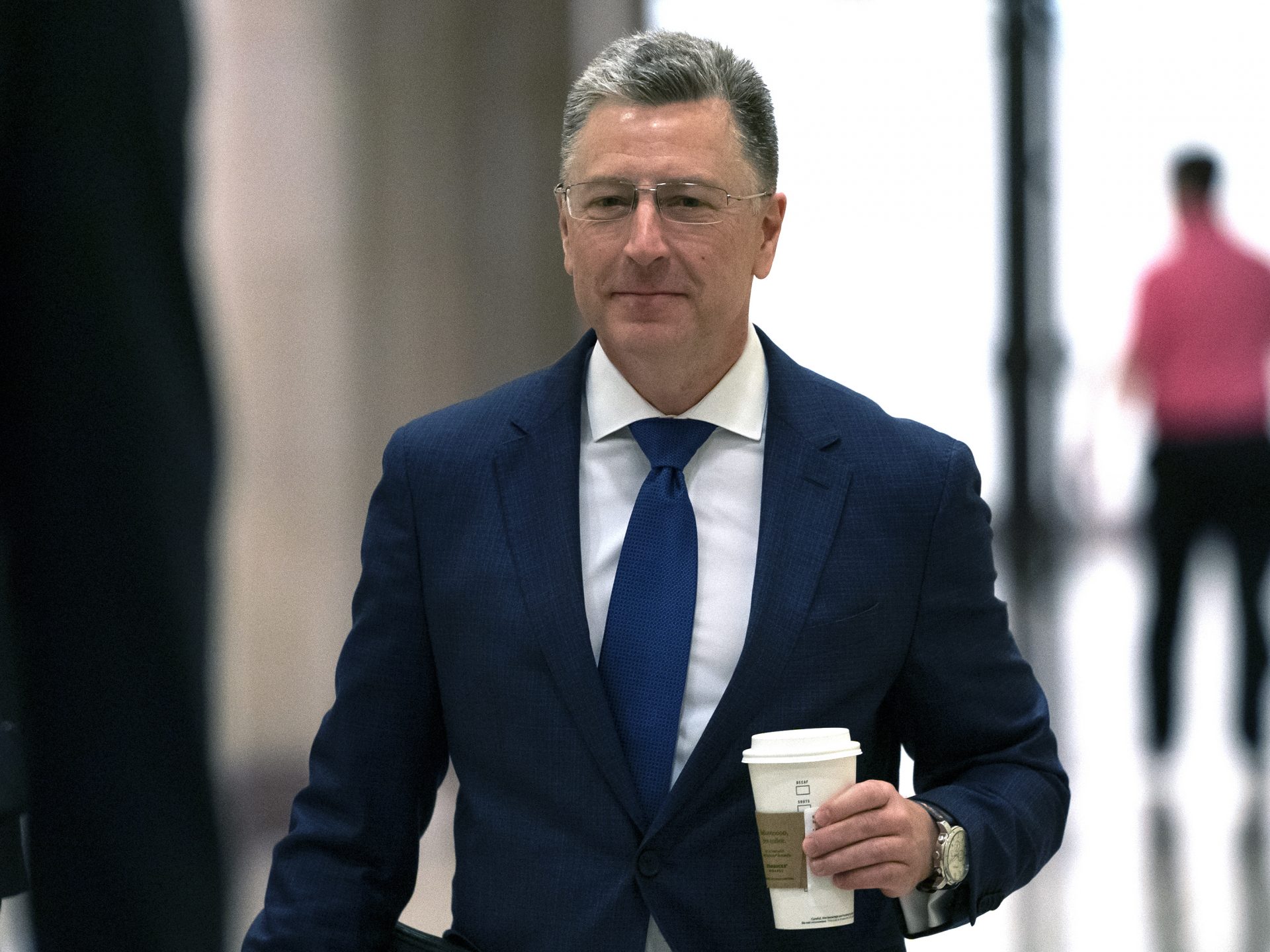 Kurt Volker, former U.S. special envoy to Ukraine, arrives for a closed-door interview with House investigators on Thursday. House Democrats are proceeding with the impeachment inquiry of President Trump.