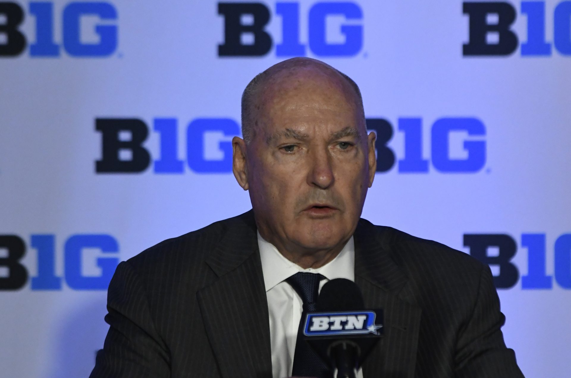 Big Ten Commissioner Jim Delany speaks at a press conference during the Big Ten conference NCAA college basketball media day Wednesday, Oct. 2, 2019, in Rosemont, Ill. 