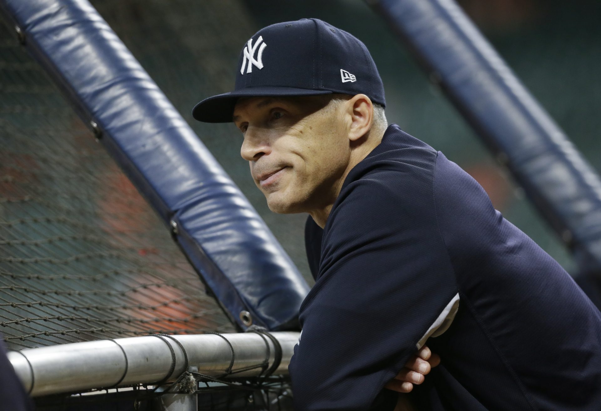 FILE PHOTO: New York Yankees manager Joe Girardi watches batting practice before Game 1 of baseball's American League Championship Series against the Houston Astros Friday, Oct. 13, 2017, in Houston.