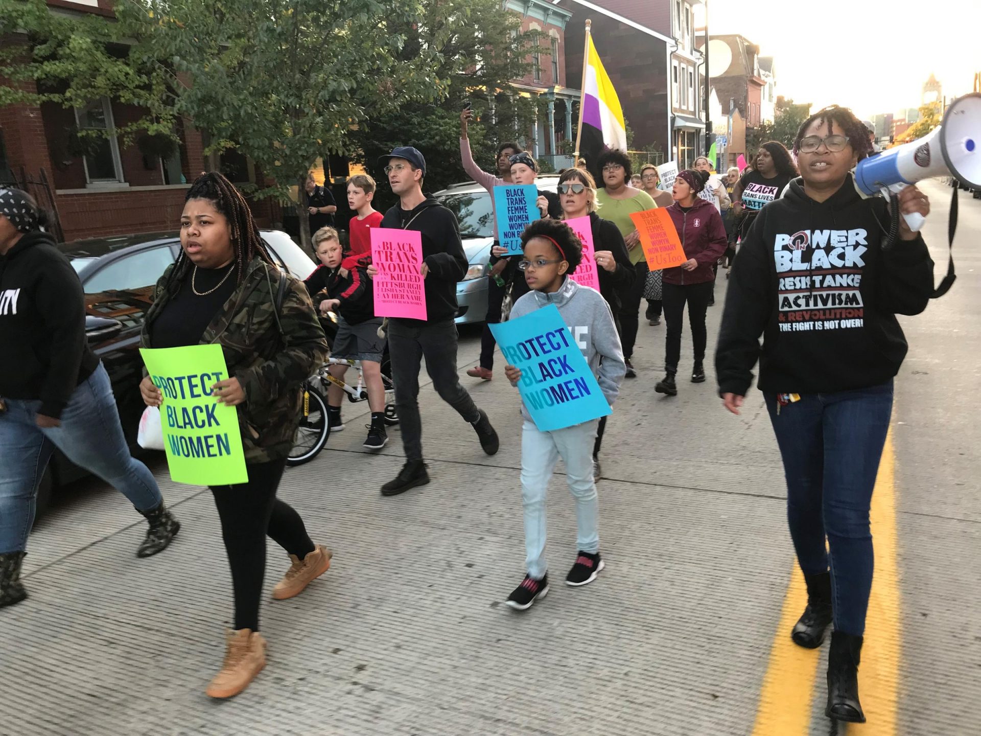 Protesters make their way down Penn Avenue in Pittsburgh as part of the Protect Black Women march on Oct. 4, 2019.