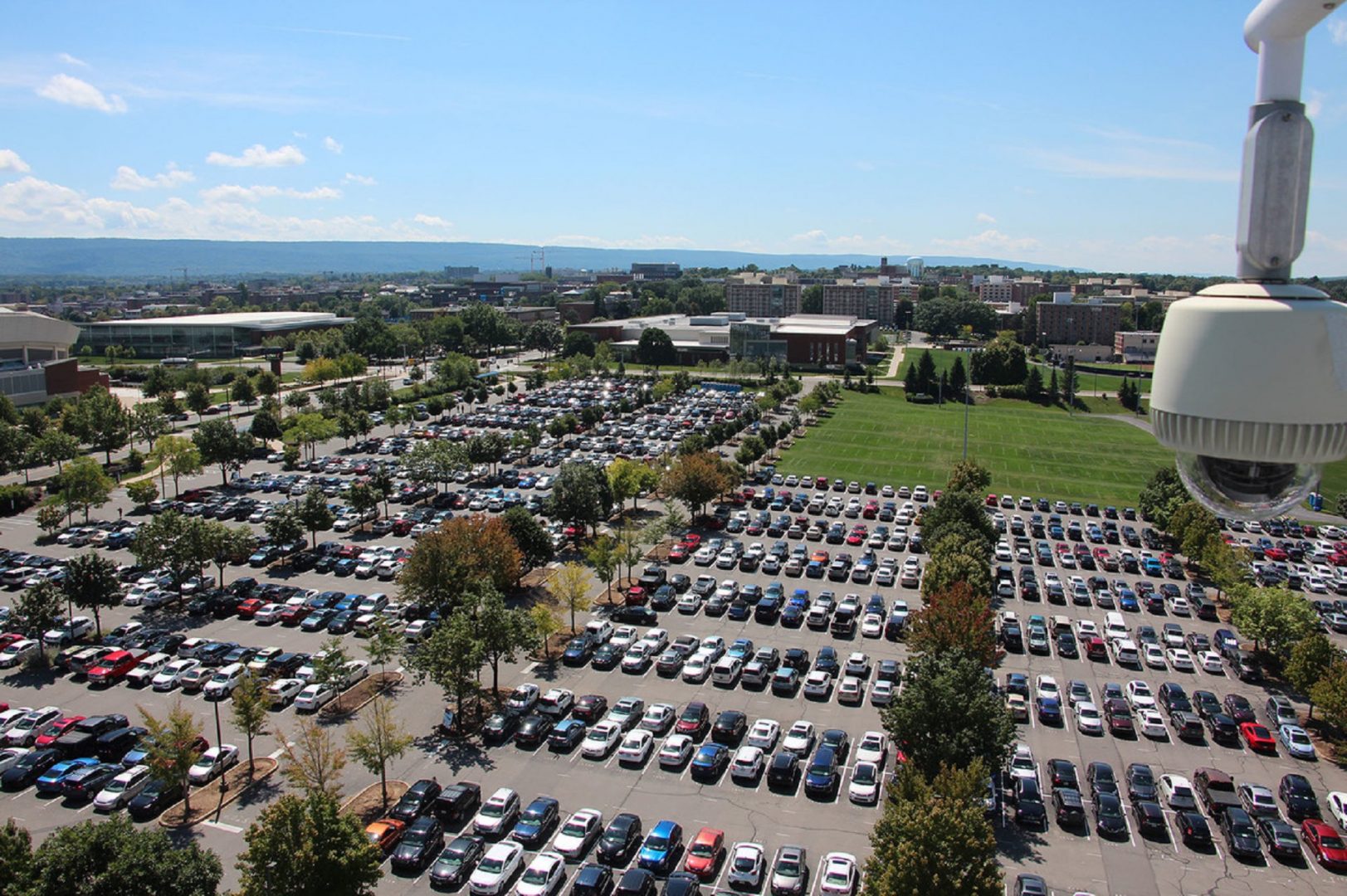 From the top of Beaver Stadium, one of the biggest stadiums in the world, it's possible to see just part of Penn State's central campus in State College.