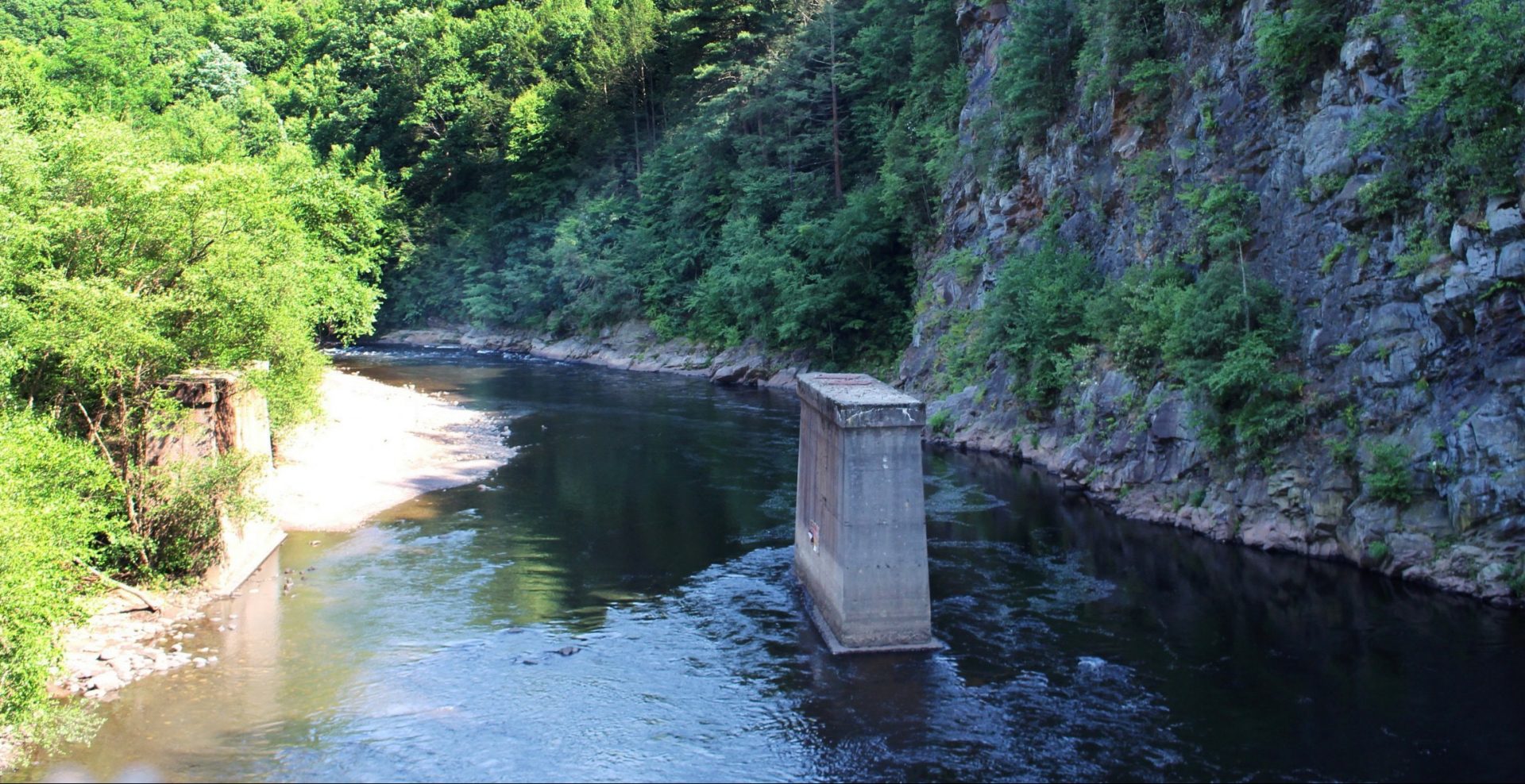 This July 11, 2018 photo shows the Lehigh River at Lehigh Gorge State Park in Jim Thorpe, Pa. 