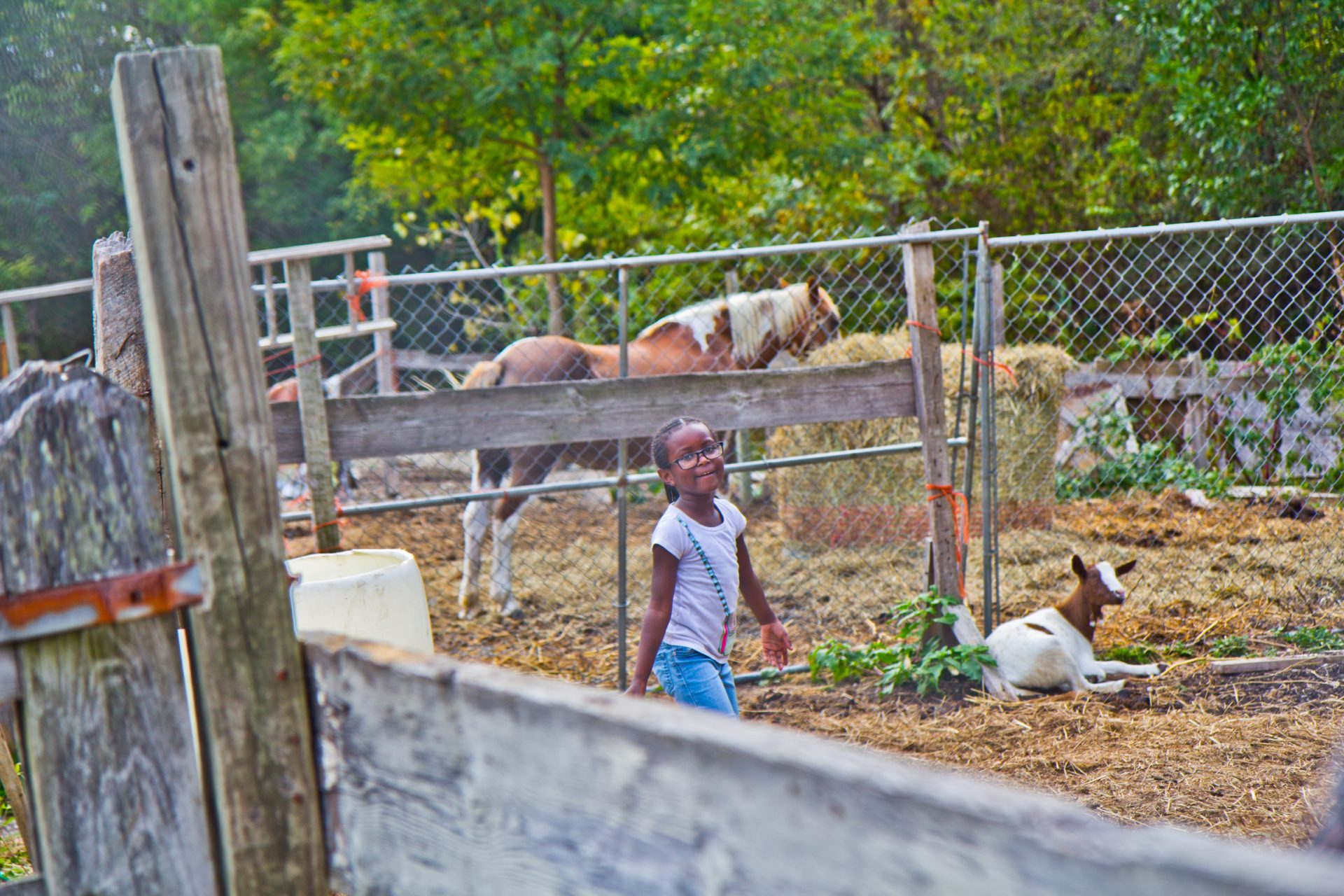 Lyrik Nelson, 5, plays at the Concrete Cowboys stable near Bartrams Gardens. The stable is moving to inside the gardens.