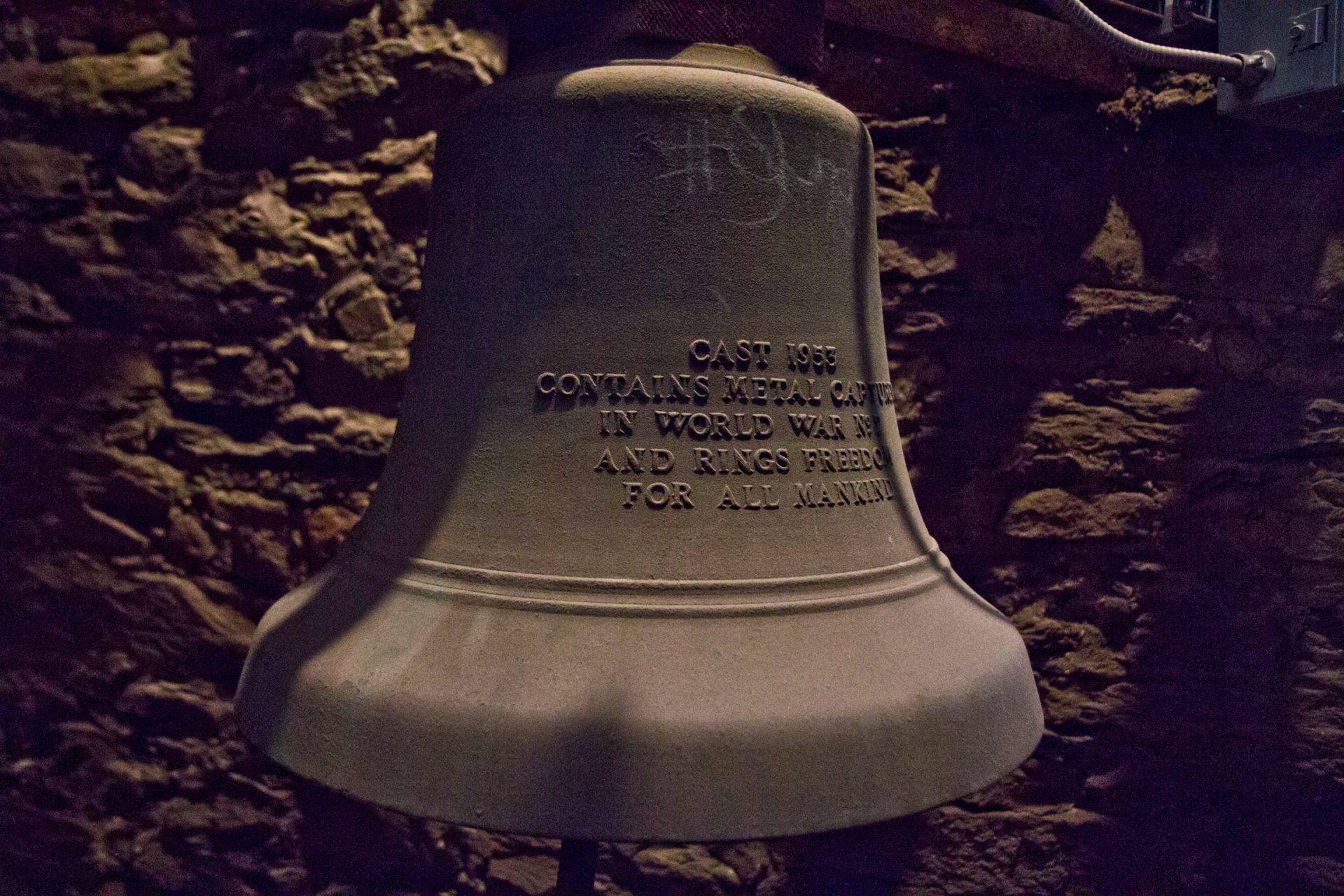 A bell made of captured steel from WWII at the Christ Church steeple in Philadelphia.
