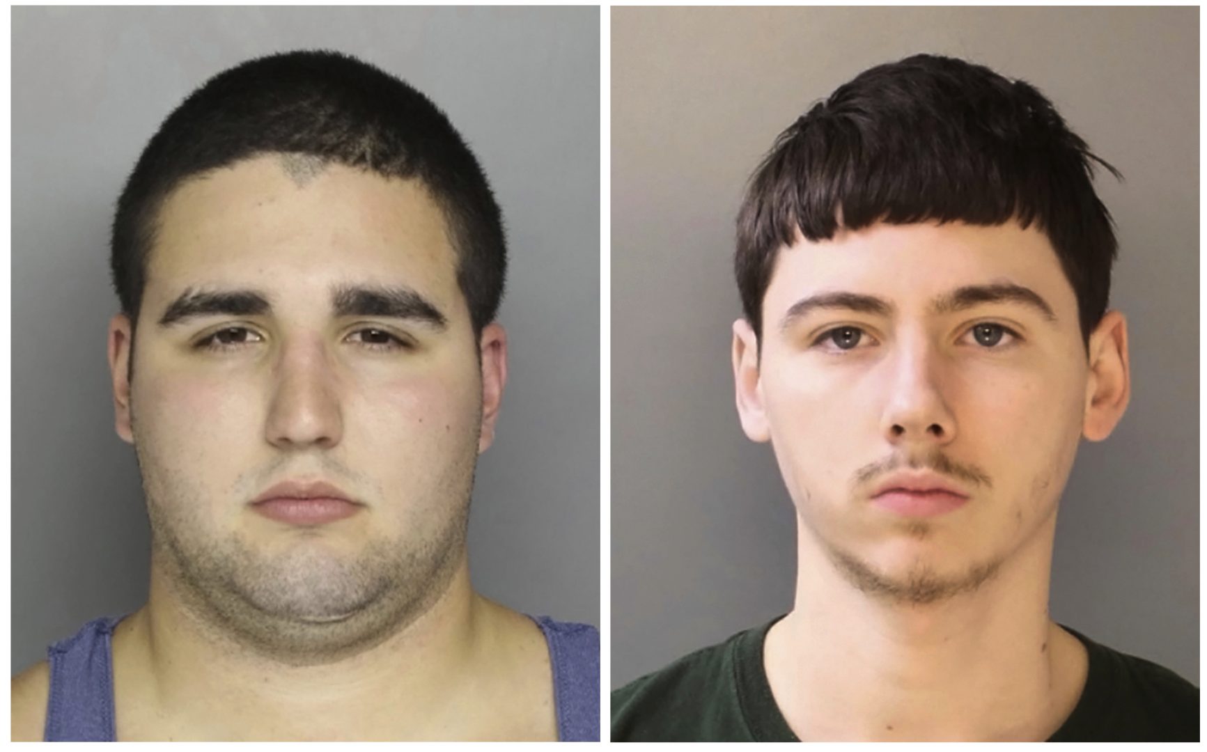 FILE - This combination of file photos provided by the Bucks County District Attorney's Office in Doylestown, Pa., shows Cosmo DiNardo, left, and his cousin shows Sean Kratz. DiNardo has pleaded guilty to murder charges in the gruesome killings of four young men whose bodies were found buried on a suburban Philadelphia. DiNardo faces life in prison under the terms of the deal reached Wednesday, May 16, 2018. His cousin, Kratz, is expected to plead guilty to charges related to his involvement in the deaths of the men, ages 19-22, last July. 