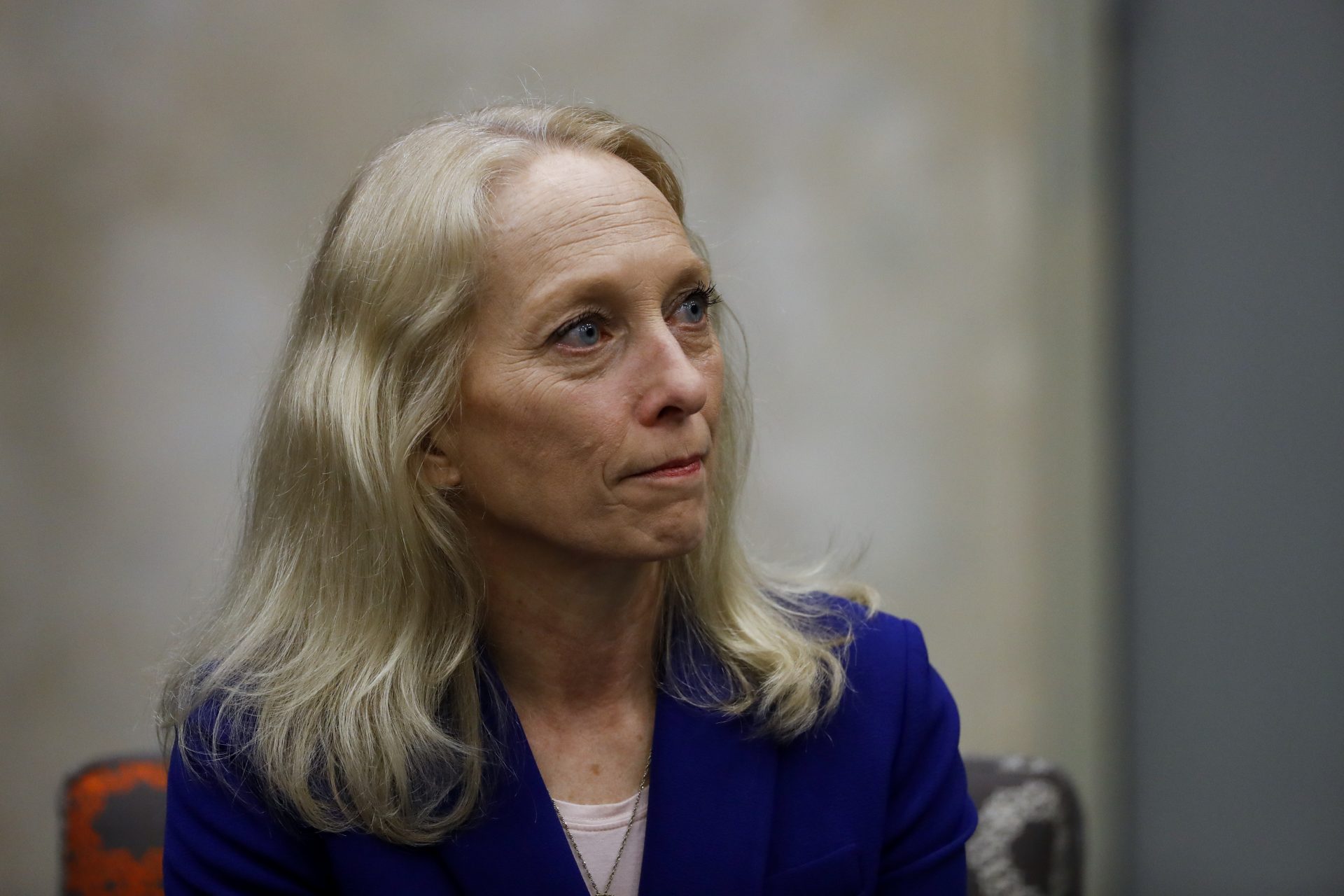 FILE PHOTO: Rep. Mary Gay Scanlon, D-Pa., pauses during a panel discussion at Delaware County Community College, Friday, May 24, 2019, in Media, Pa.