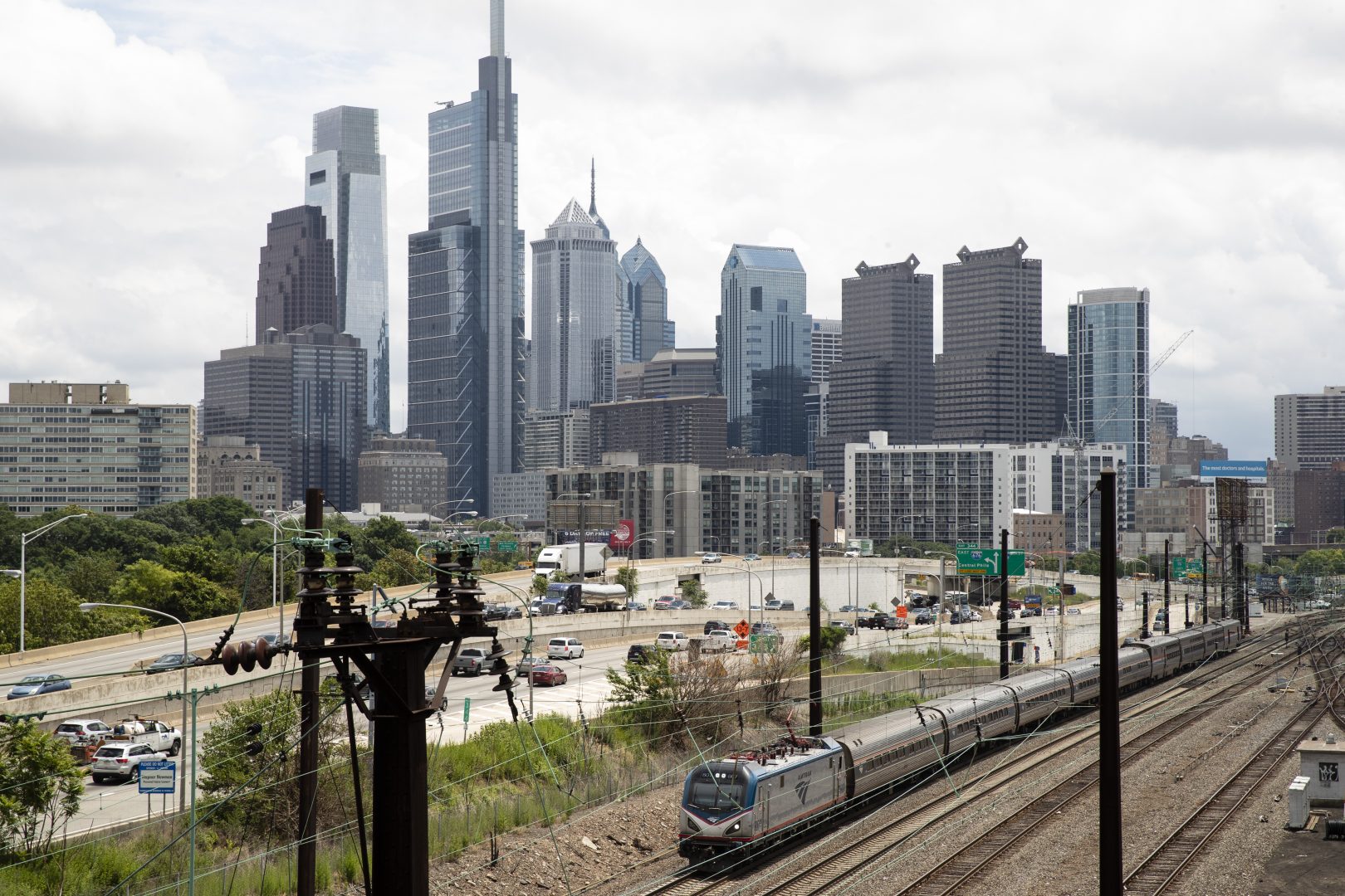 An Amtrak train moves from the 30th Street Station in Philadelphia.(AP Photo/Matt Rourke)
