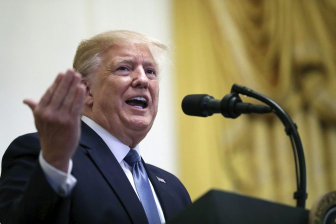 In this Friday, Oct. 4, 2019 file photo, President Donald Trump speaks during the Young Black Leadership Summit at the White House in Washington