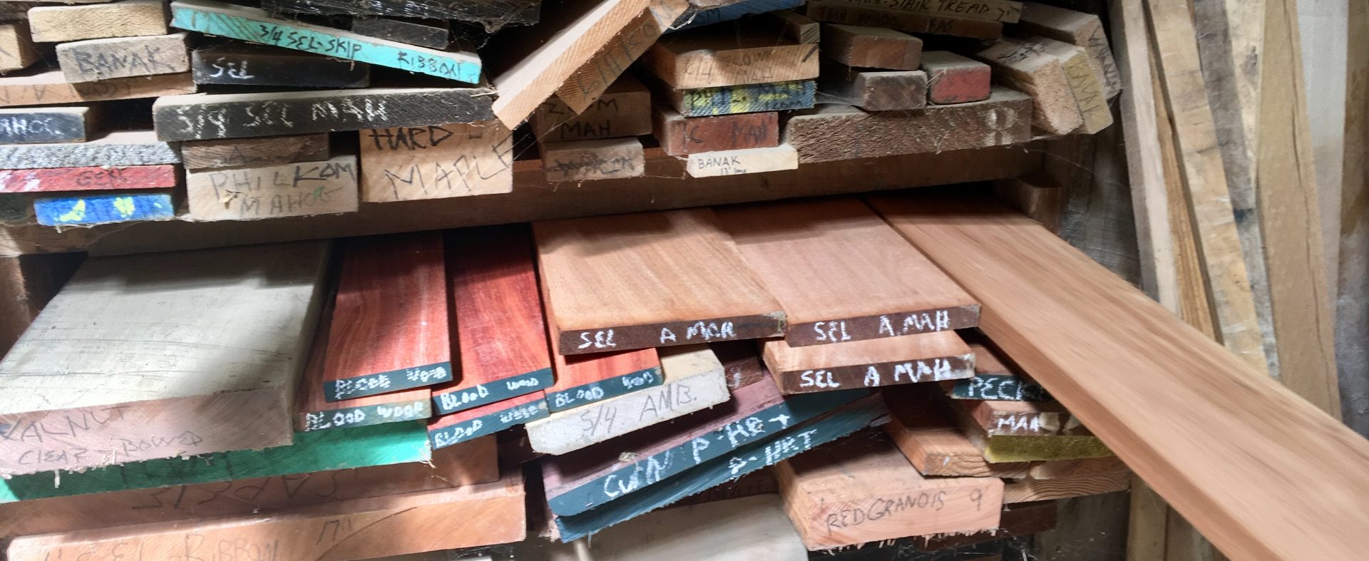 A selection of the wood Richard Schall has at his company, Forest County Wood Products.