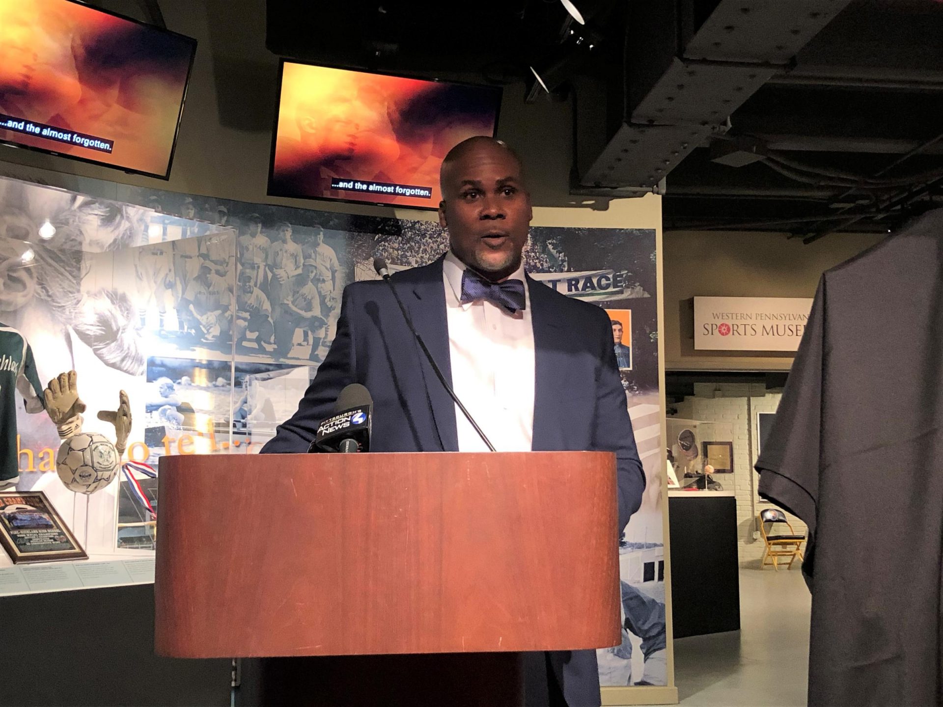 Sean Gibson, executive director of the Josh Gibson Foundation and great-grandson of Gibson, speaks to the press during the celebration events announcements on Tuesday, Nov. 12, 2019.