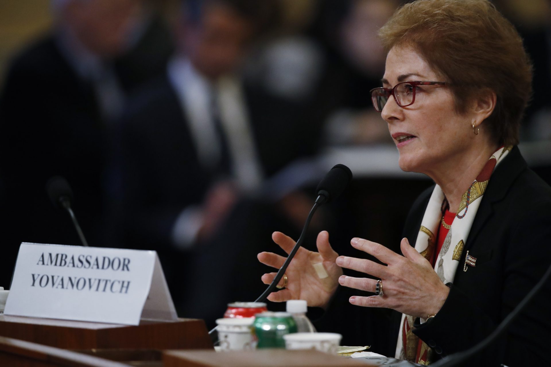 Former Ambassador to Ukraine Marie Yovanovitch testifies before the House Intelligence Committee on Capitol Hill in Washington, Friday, Nov. 15, 2019, during the second public impeachment hearing of President Donald Trump's efforts to tie U.S. aid for Ukraine to investigations of his political opponents.